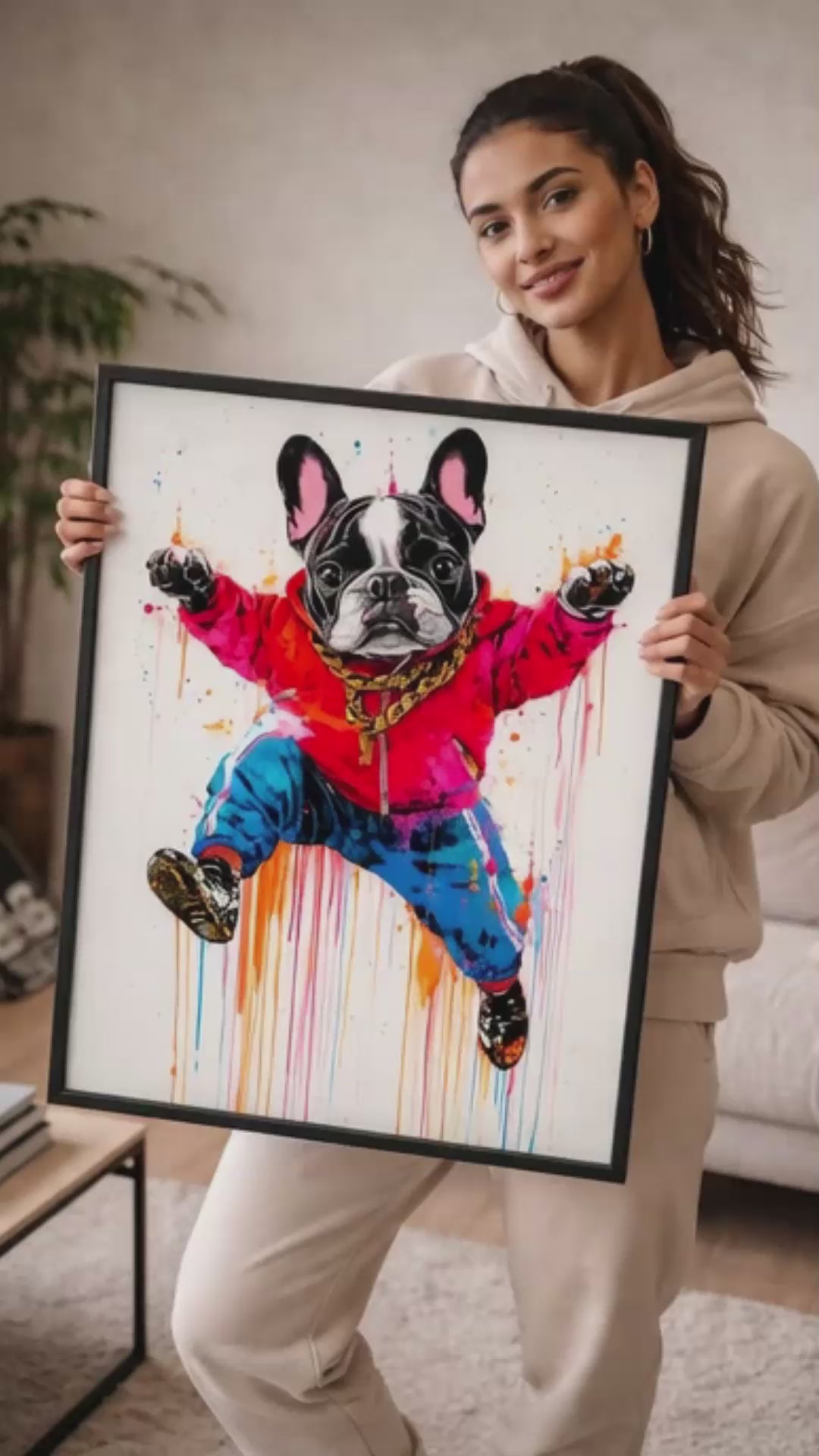 Frenchie Hip Hop Art - Canvas Wall Decor | Urban Dog Print