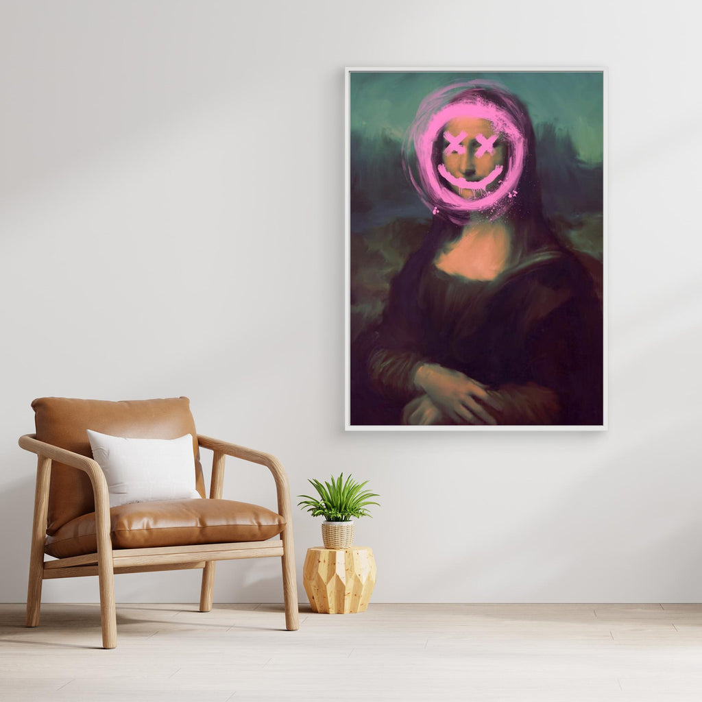 Neon Mona Lisa Street Art Canvas | Graffiti Pop Art Print - Framed Pop Art