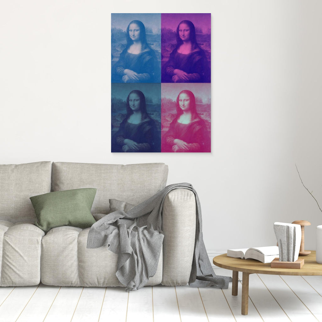 Mona Lisa Pop Art Canvas - Vibrant 4-Panel Framed Print - Framed Pop Art