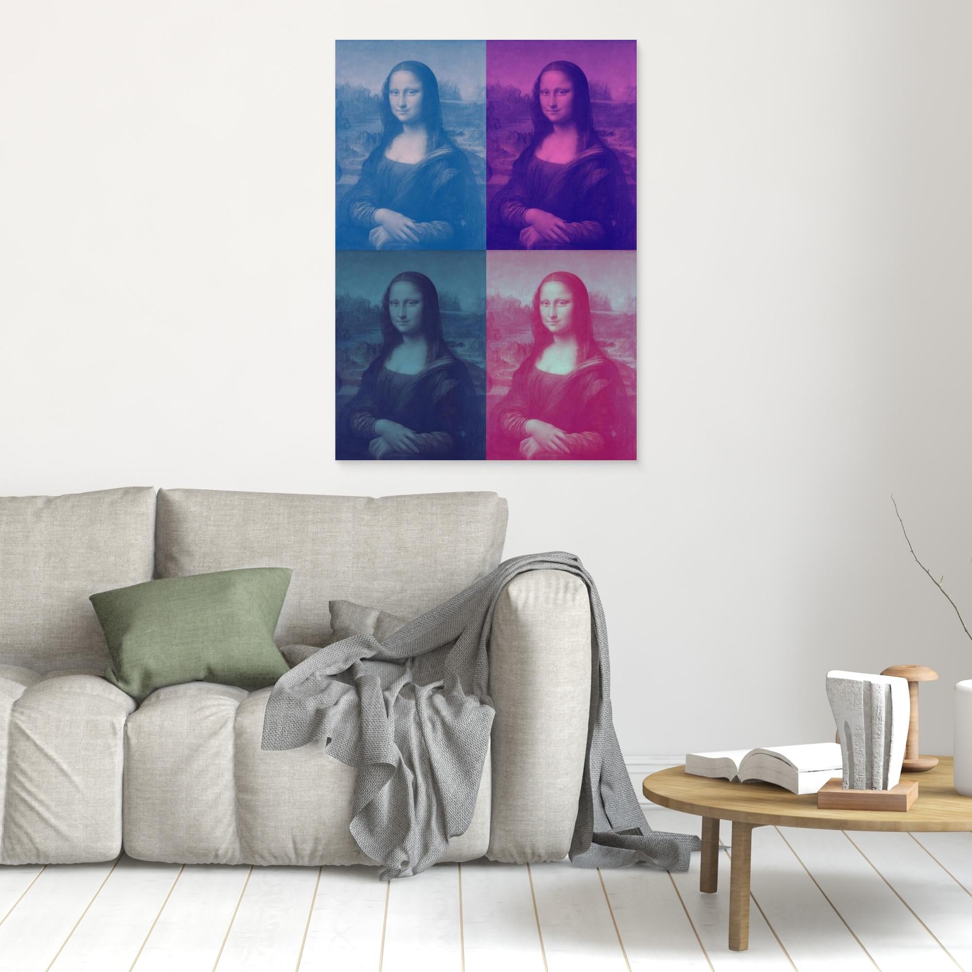 Mona Lisa Pop Art Canvas - Vibrant 4-Panel Framed Print