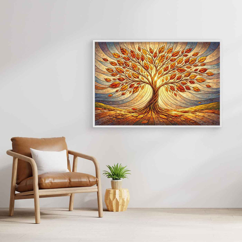 Tree of Life Wall Art | Autumn Leaves Living Room Decor
