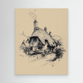 Vintage English Thatch Cottage Sketch | Framed Wall Art