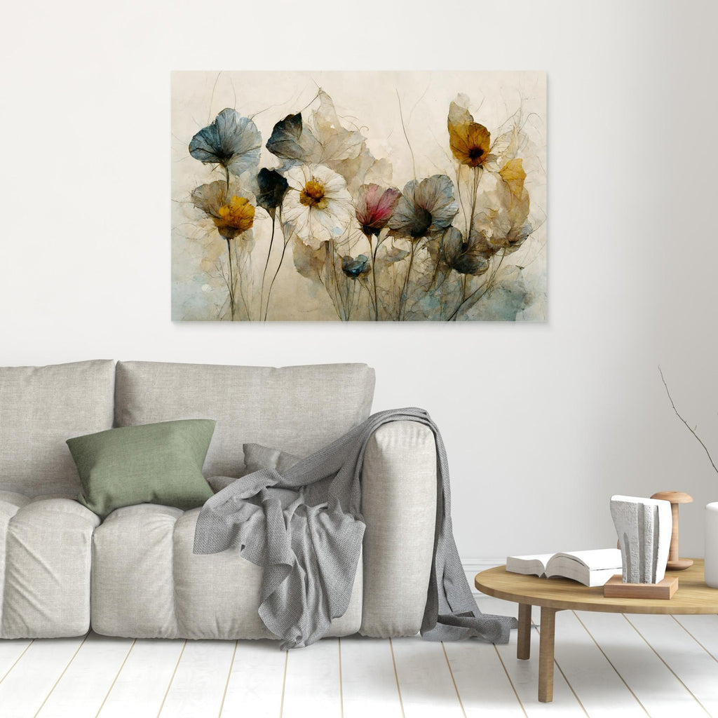 Hallway Wall Art – Ethereal Wildflower Meadow Landscape Canvas - Framed Pop Art
