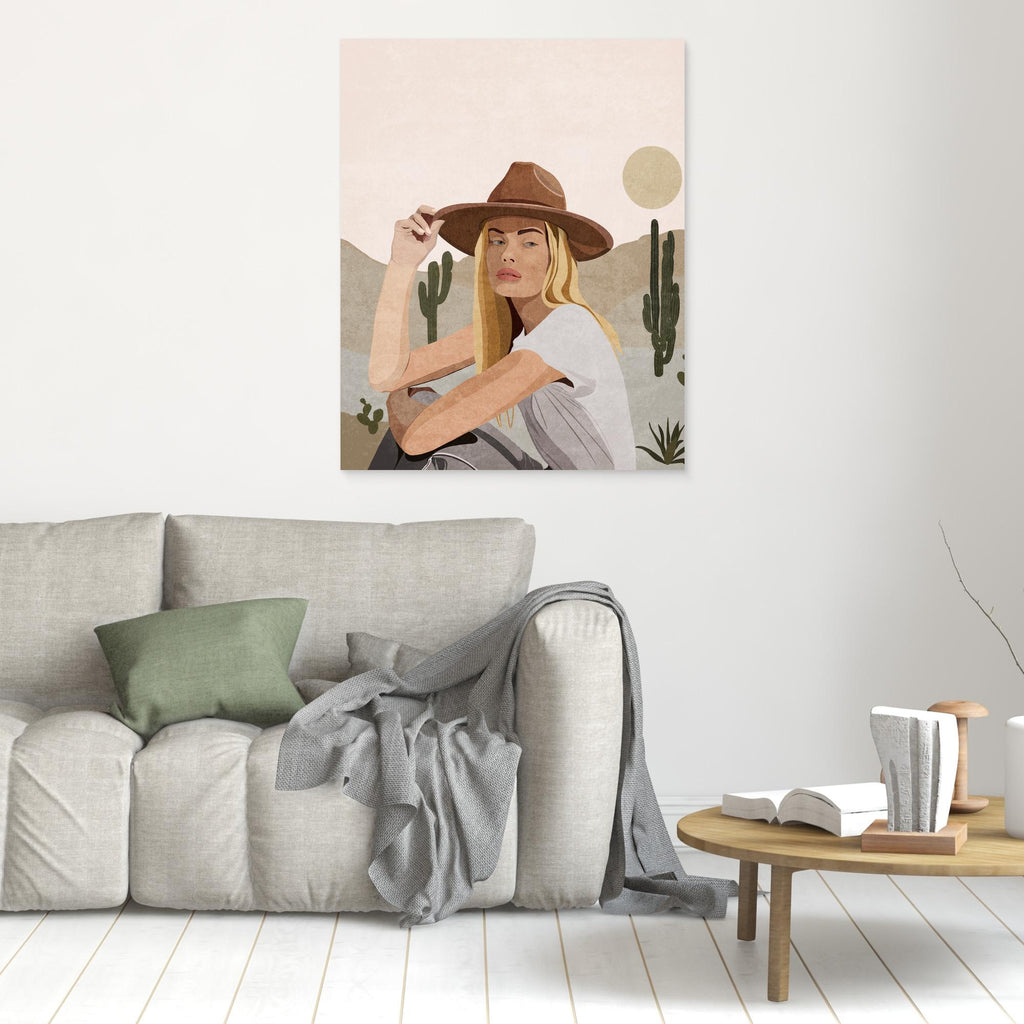 Boho Cowgirl Desert Wall Art | Modern Western Nursery Decor - Framed Pop Art