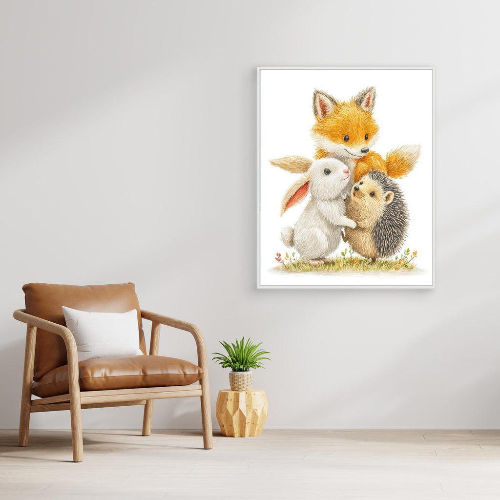 Cute Forest Friends Nursery Wall Art | Woodland Animals - Framed Pop Art