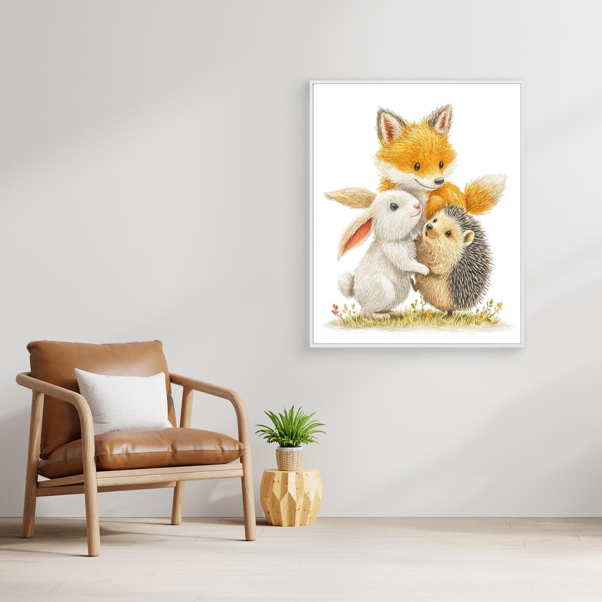 Cute Forest Friends Nursery Wall Art | Woodland Animals - Framed Pop Art