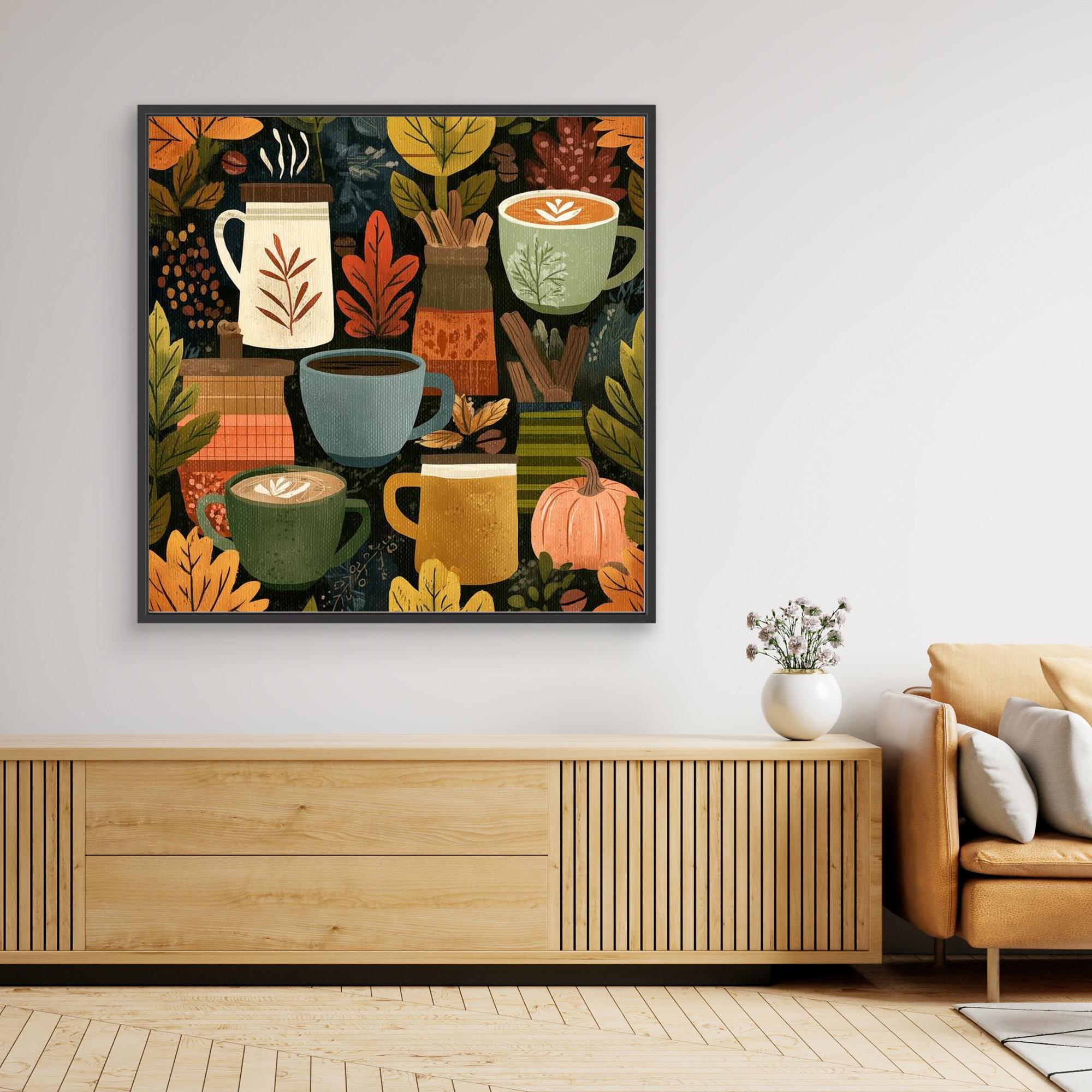Autumn Coffee Mugs Wall Art | Cosy Kitchen & Nursery Decor