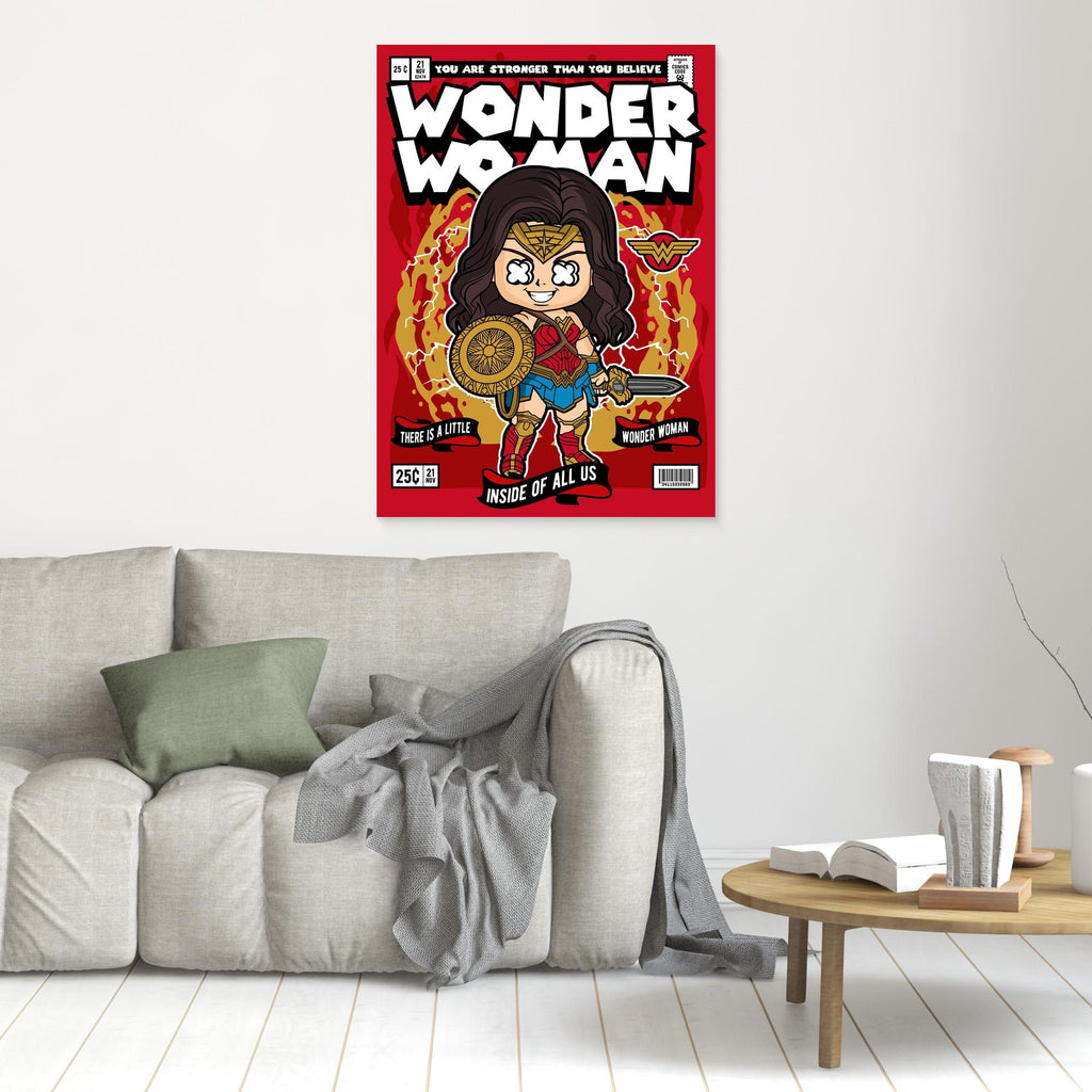 Wonder Woman Comic Canvas Print for Hallway Walls Decor - Framed Pop Art
