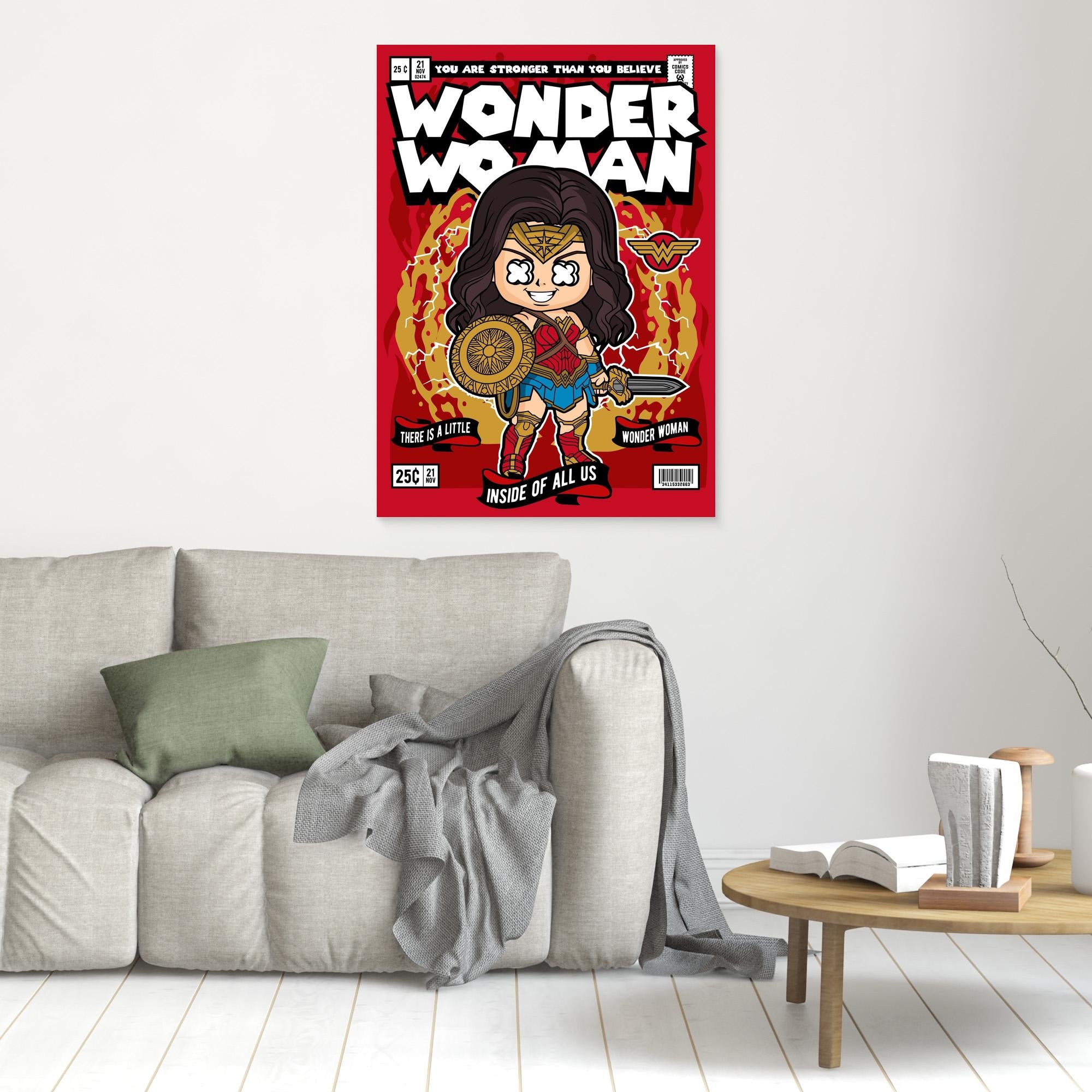 Wonder Woman Comic Canvas Print for Hallway Walls Decor - Framed Pop Art