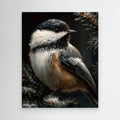 Hallway Bird Wall Art – Winter Chickadee Canvas Print - Framed Pop Art