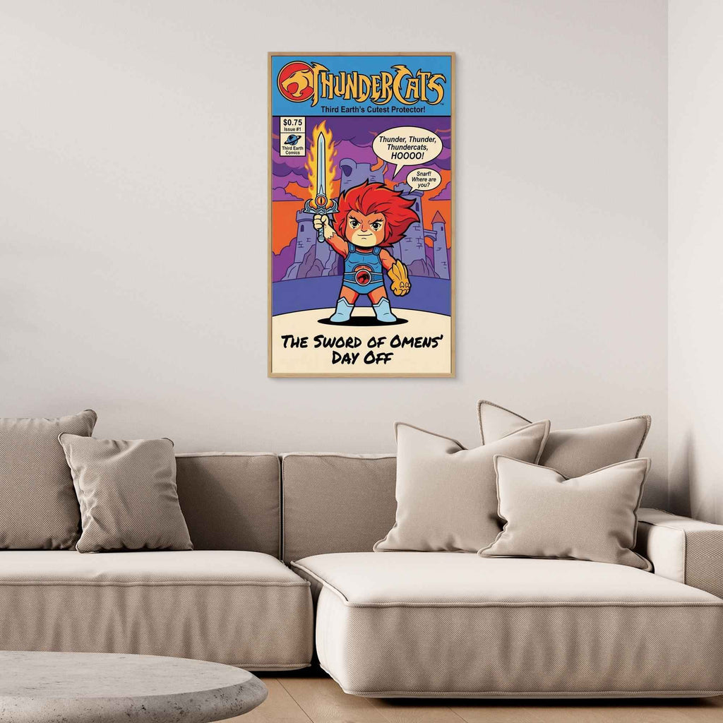 Thundercats Lion-O Parody Comic Art Canvas | Retro Wall Decor - Framed Pop Art