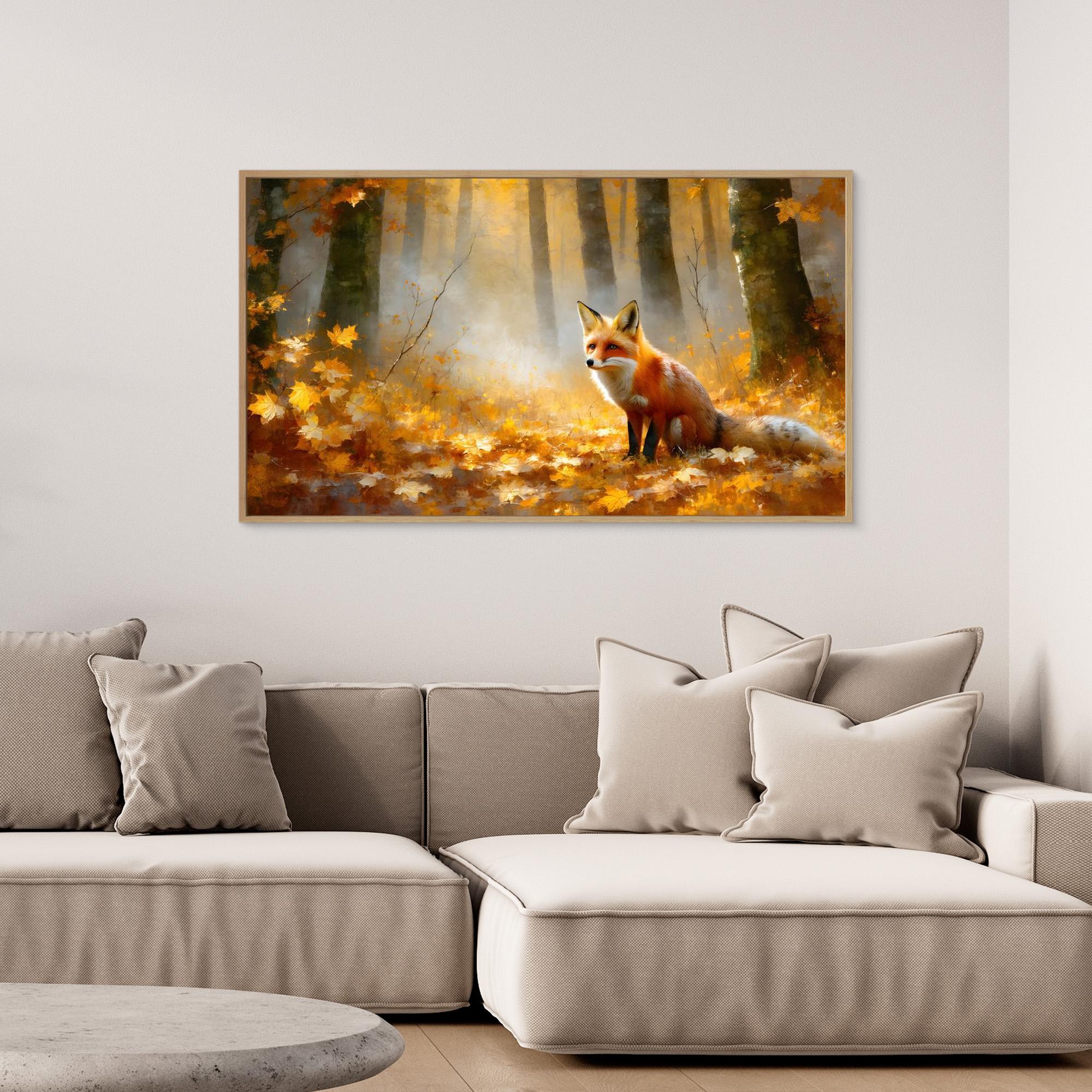 Autumn Fox in Misty Woods Canvas Wall Art