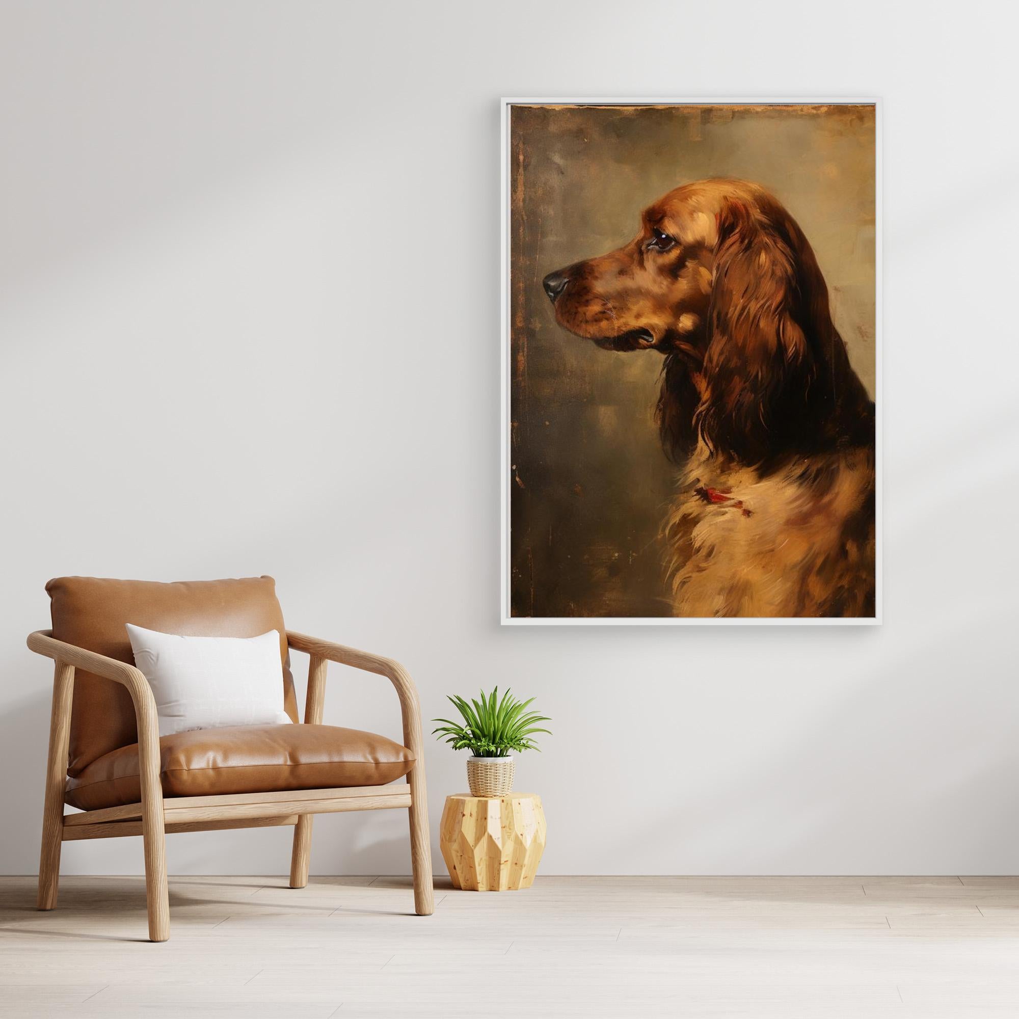 Vintage Setter Dog Oil Painting | Hallway Wall Art - Framed Pop Art