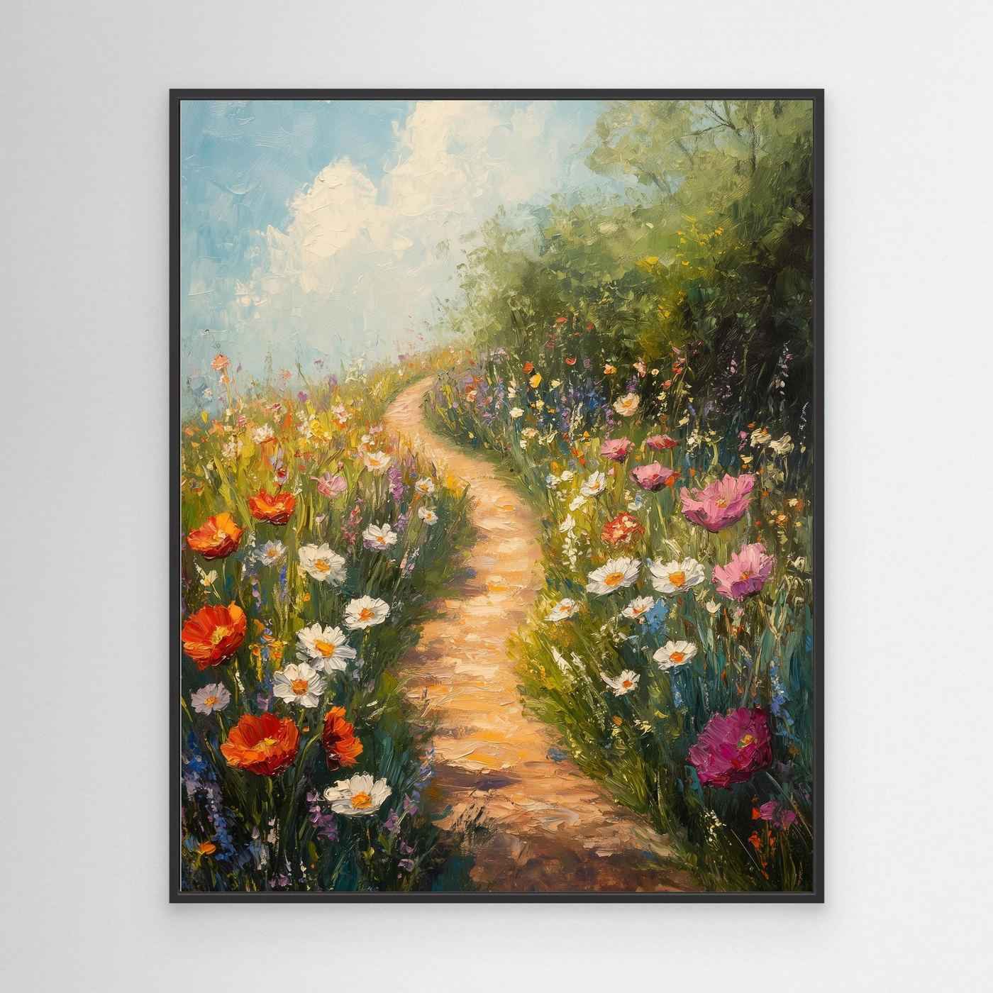 Colorful Wildflower Path Canvas Art | Impressionist Nursery Decor