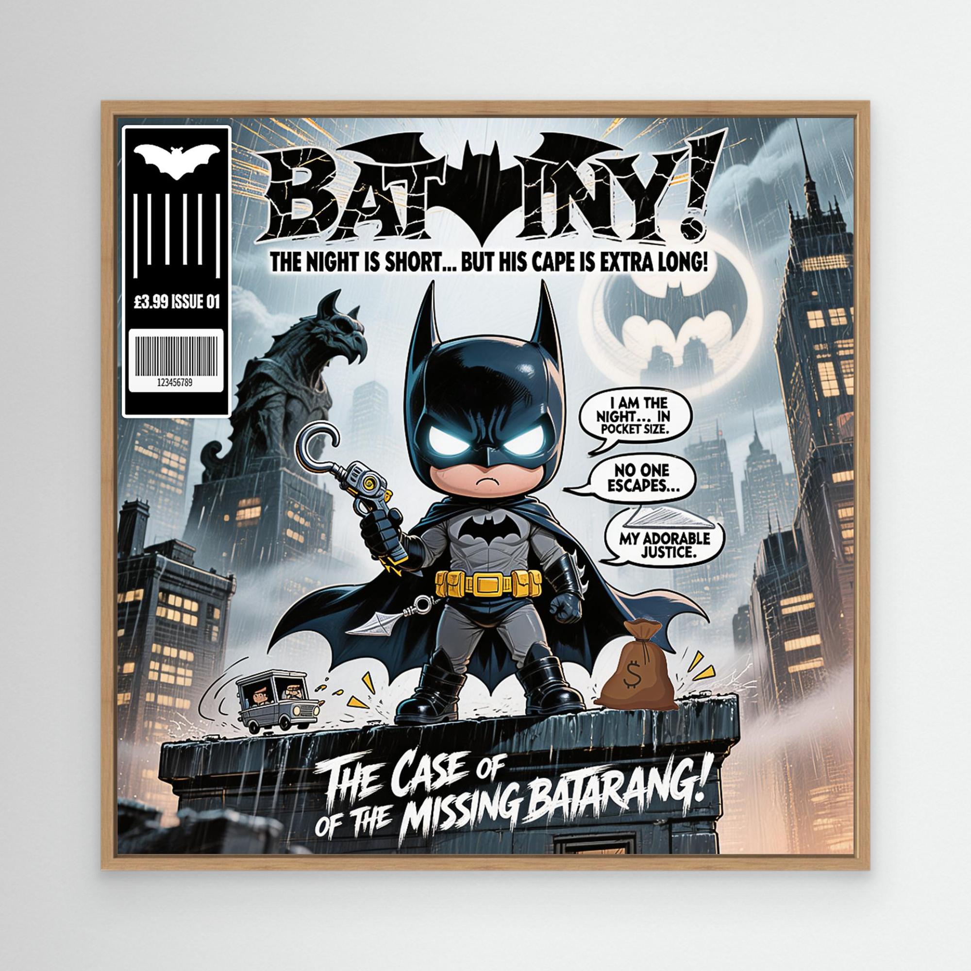 Bat-Tiny Chibi Superhero Art Print | Cute Comic Wall Art