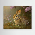 Brown Rabbit & Wildflowers Canvas Wall Art | Country Nursery - Framed Pop Art