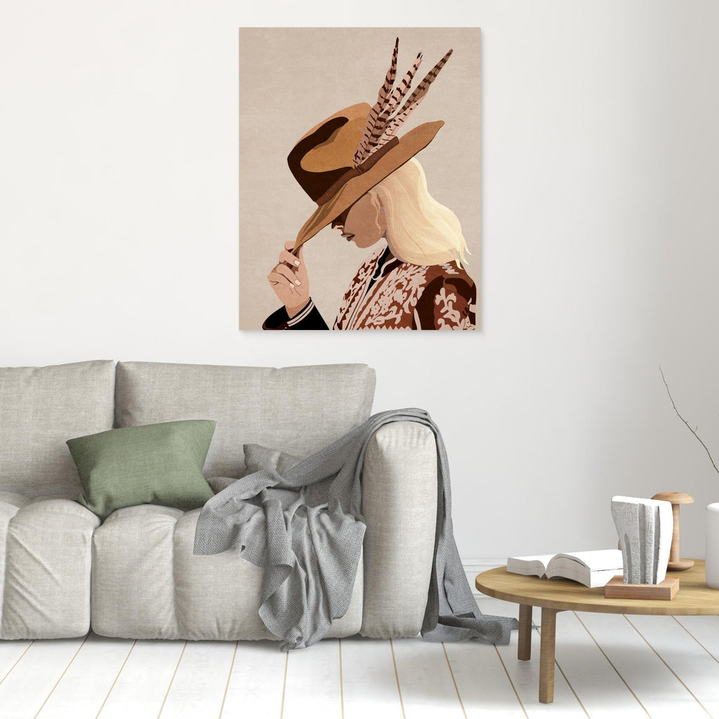 Rustic Cowgirl Art Print | Earthy Western Bedroom Decor - Framed Pop Art
