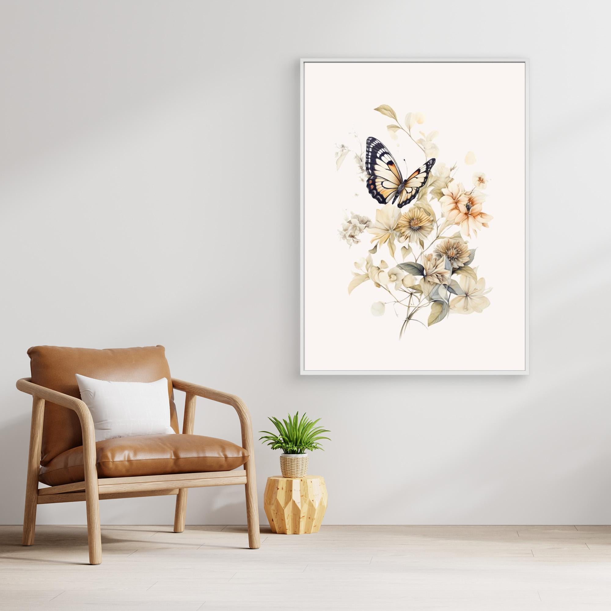 Butterfly Botanical Wall Art | Soft Nursery Decor - Framed Pop Art