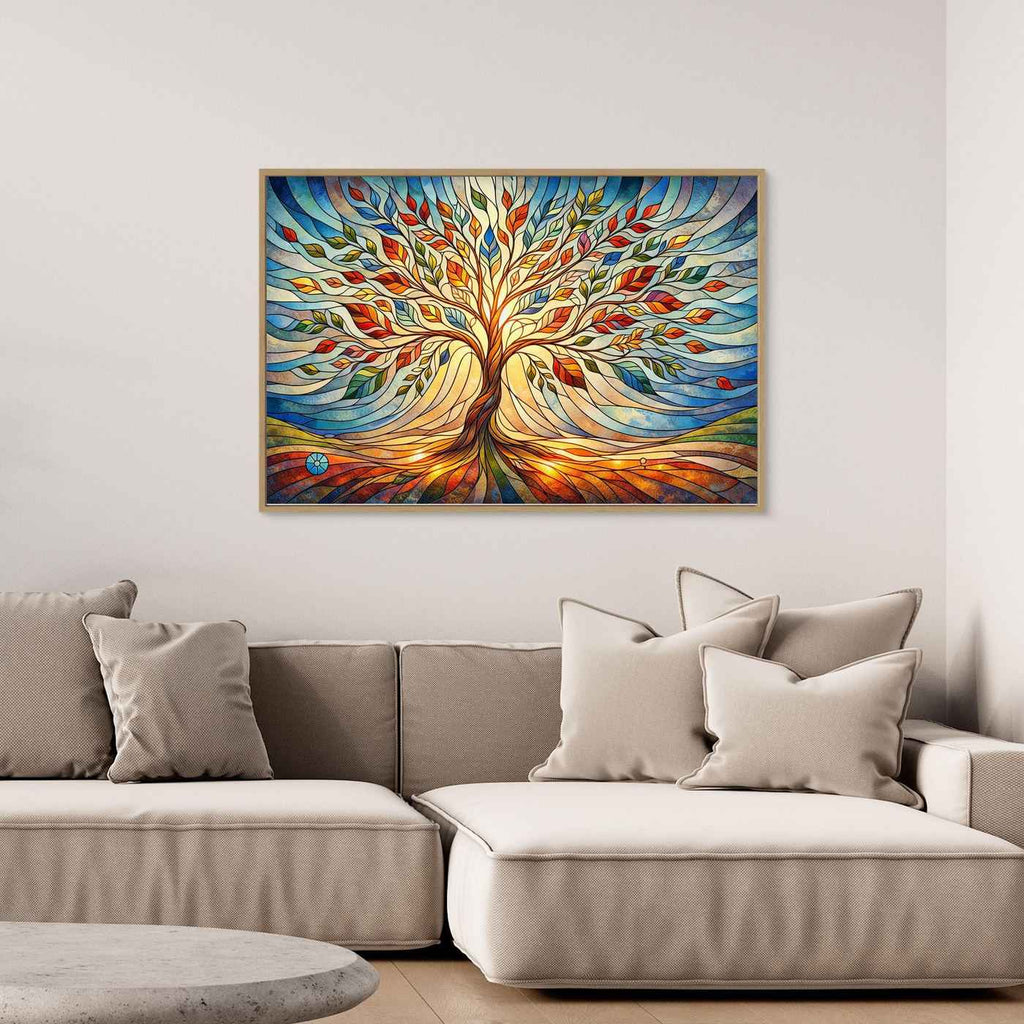 Multi Colour Tree Wall Art | Rainbow Living Room Decor