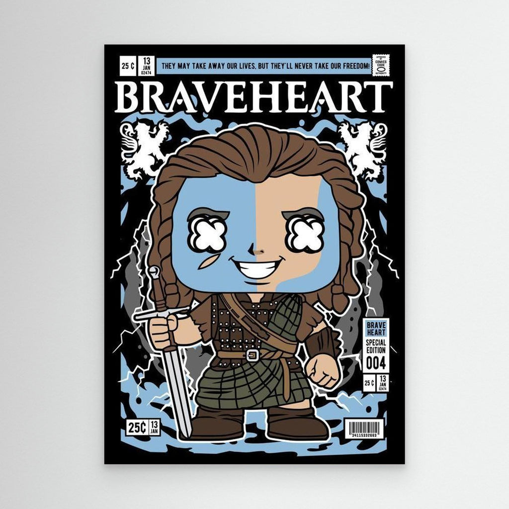 Braveheart William Wallace Comic Art | Movie Decor for Office - Framed Pop Art