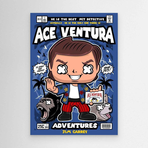 Ace Ventura Pet Detective Comic Style Canvas Wall Art - Framed Pop Art