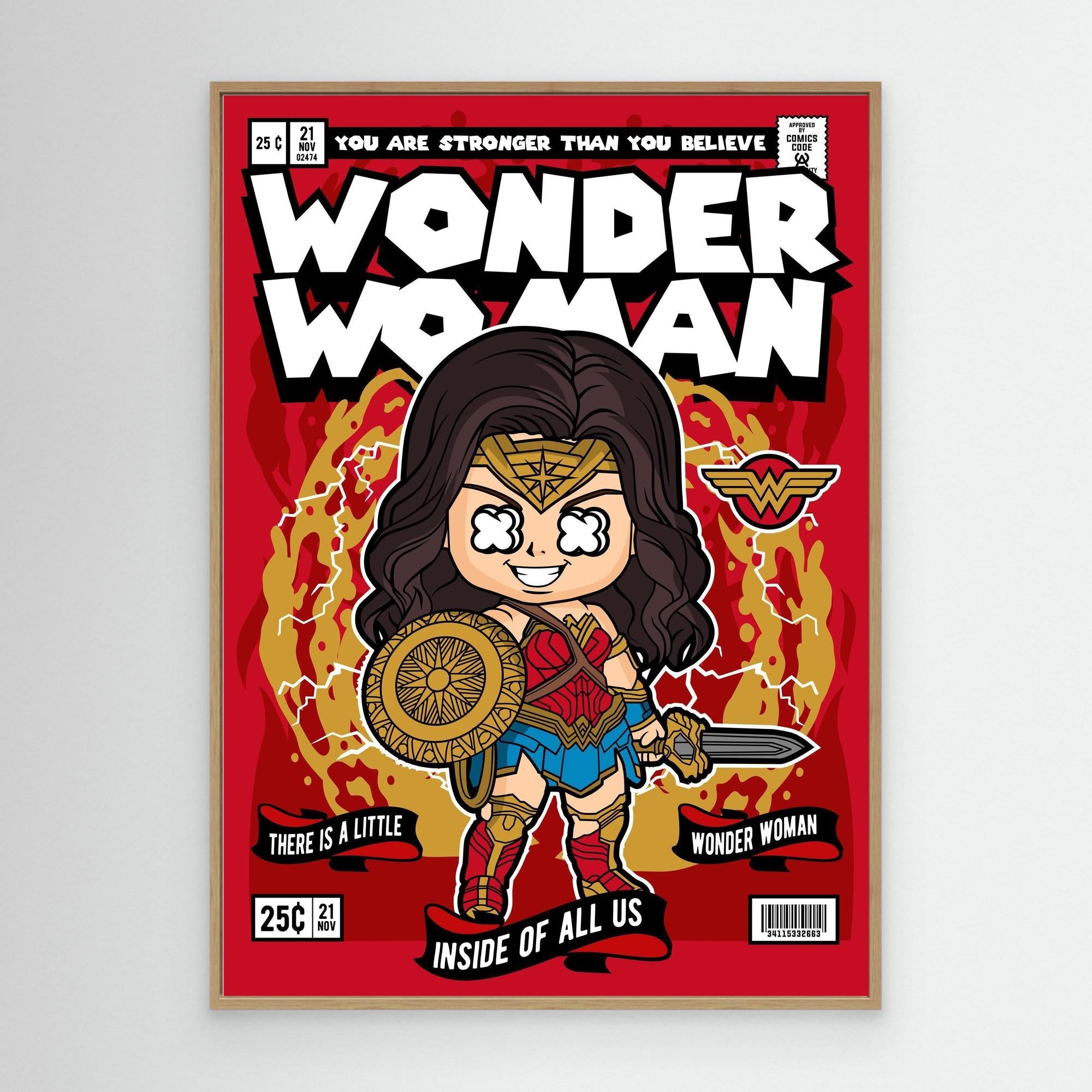Wonder Woman Comic Canvas Print for Hallway Walls Decor - Framed Pop Art
