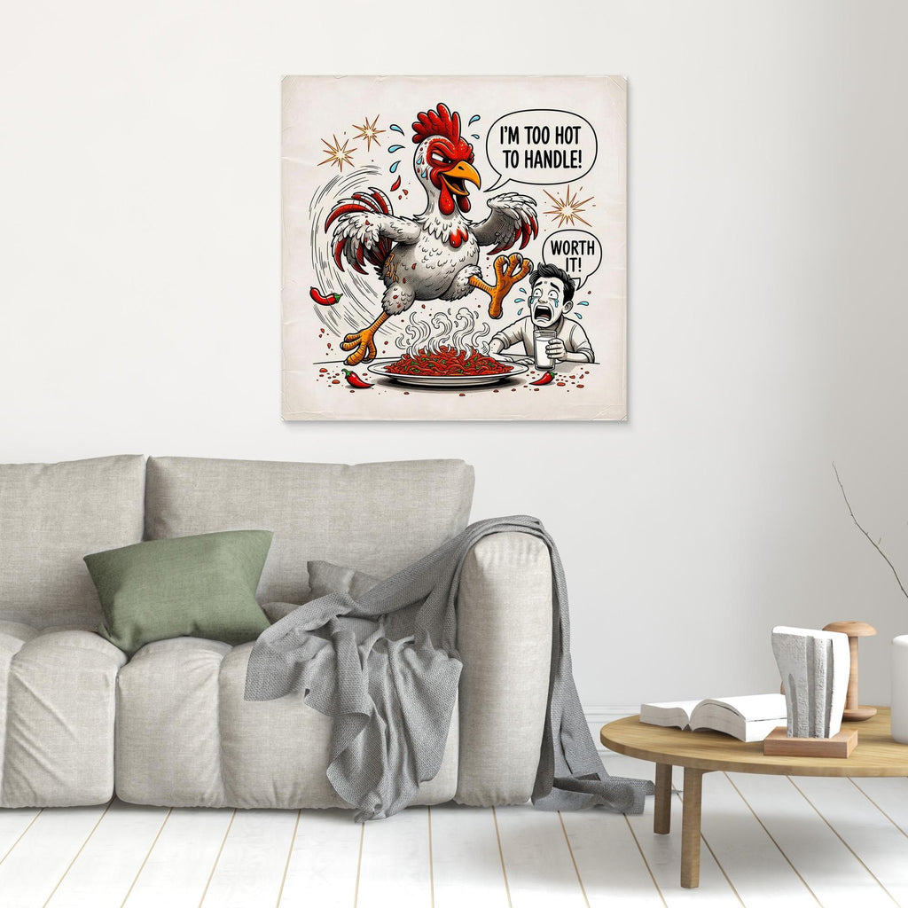 Spicy Chicken Art Print | Too Hot To Handle Wall Decor - Framed Pop Art