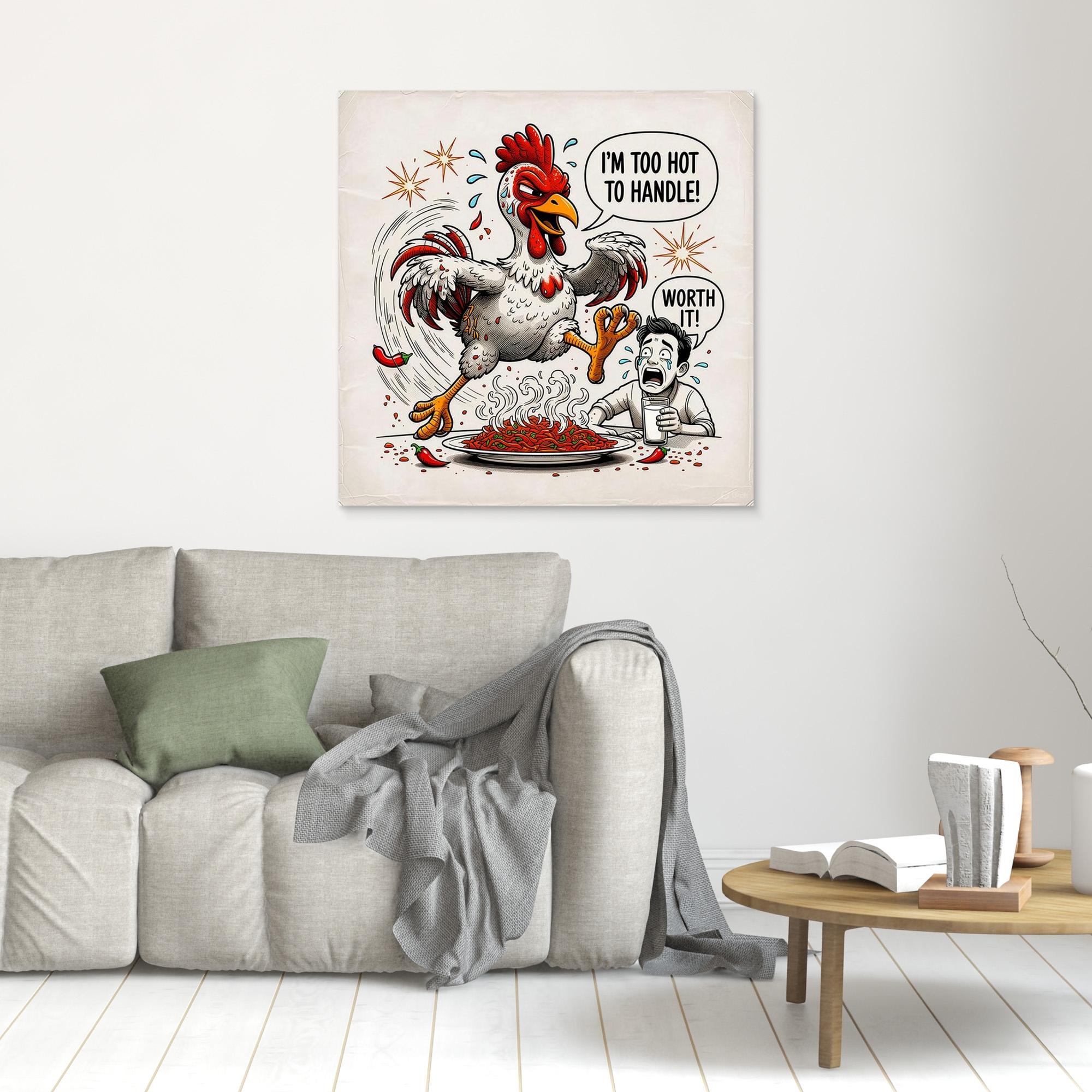 Spicy Chicken Art Print | Too Hot To Handle Wall Decor - Framed Pop Art