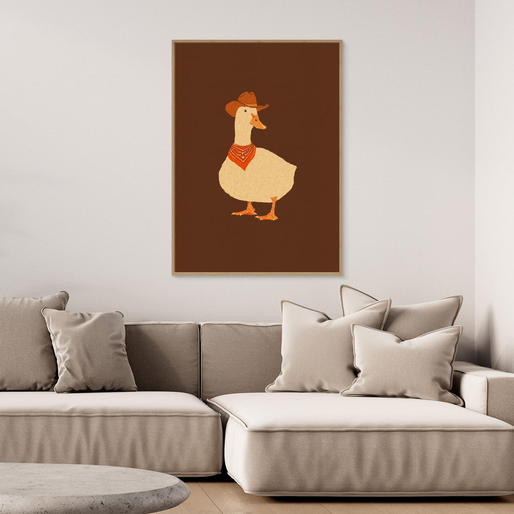 Cowboy Duck Art Print | Fun Nursery & Kid's Room Decor - Framed Pop Art