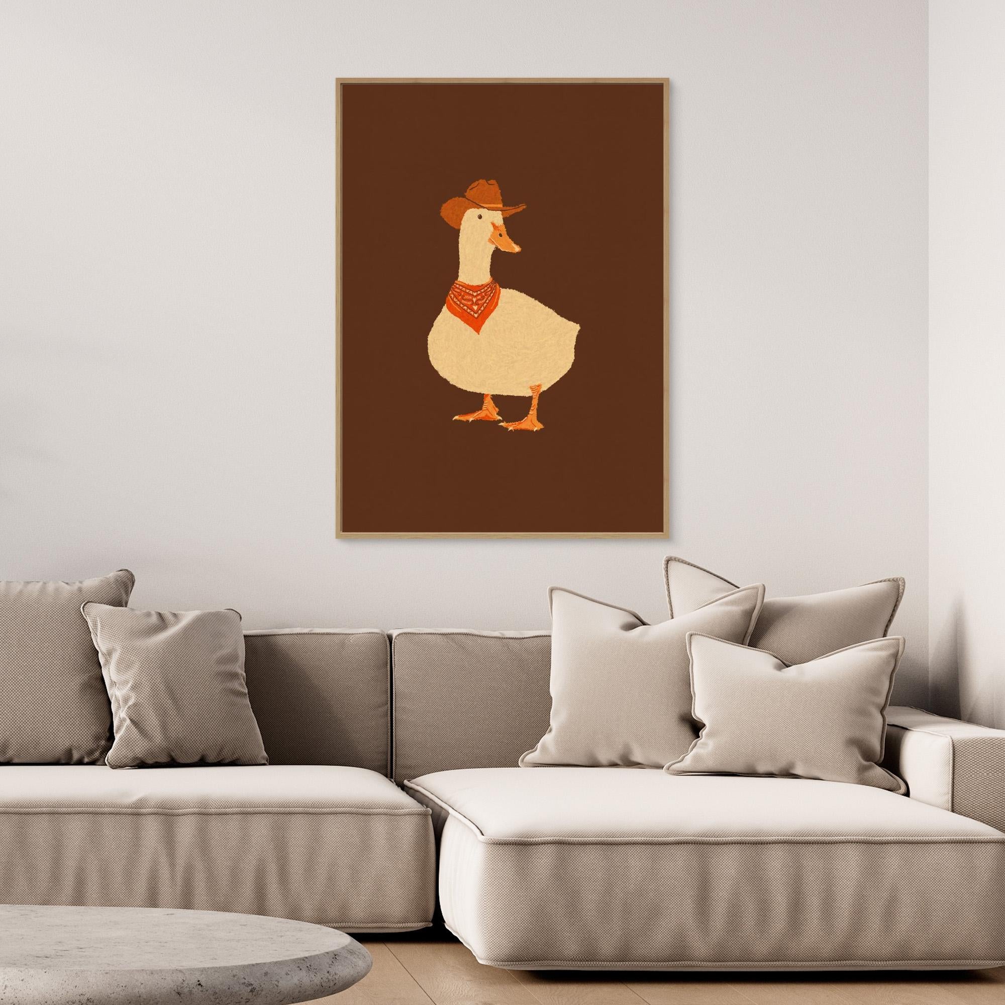 Cowboy Duck Art Print | Fun Nursery & Kid's Room Decor - Framed Pop Art