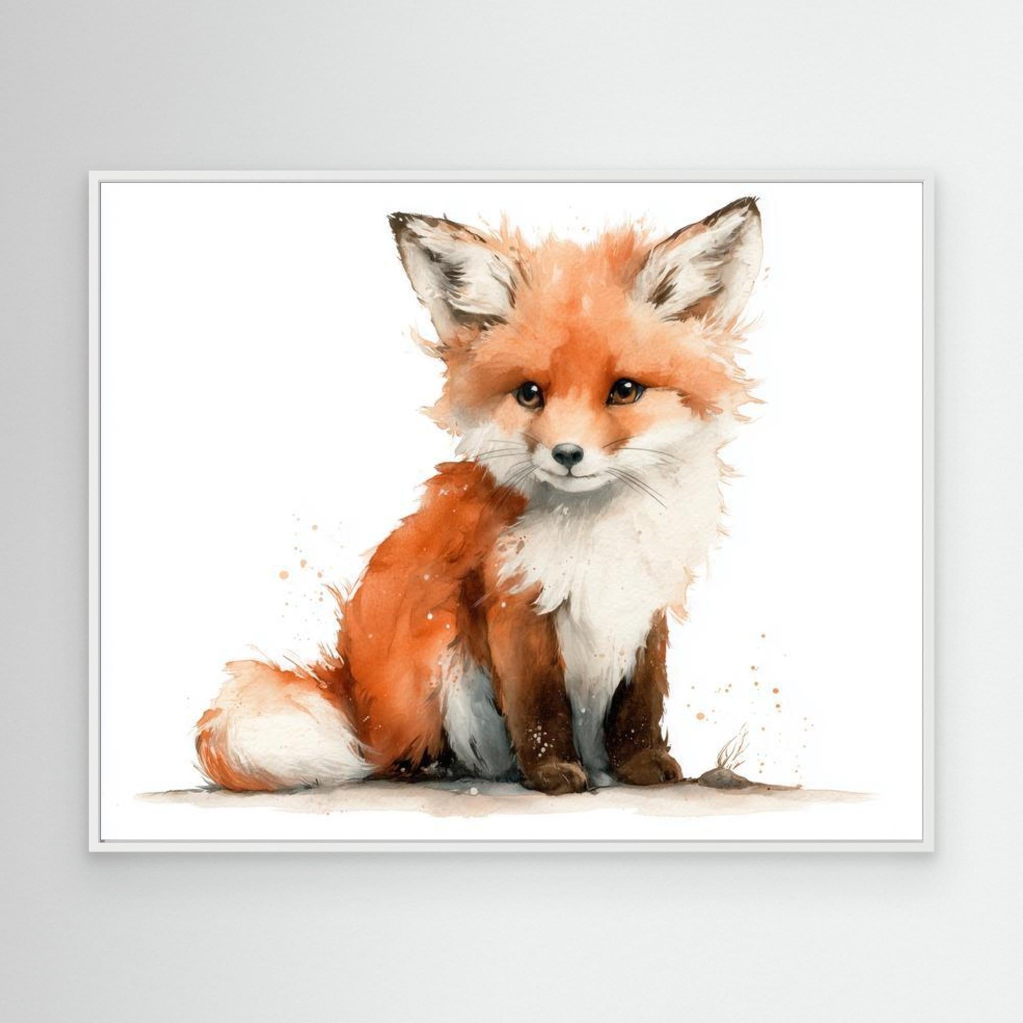 Cute Baby Fox Nursery Wall Art | Woodland Animal Print - Framed Pop Art