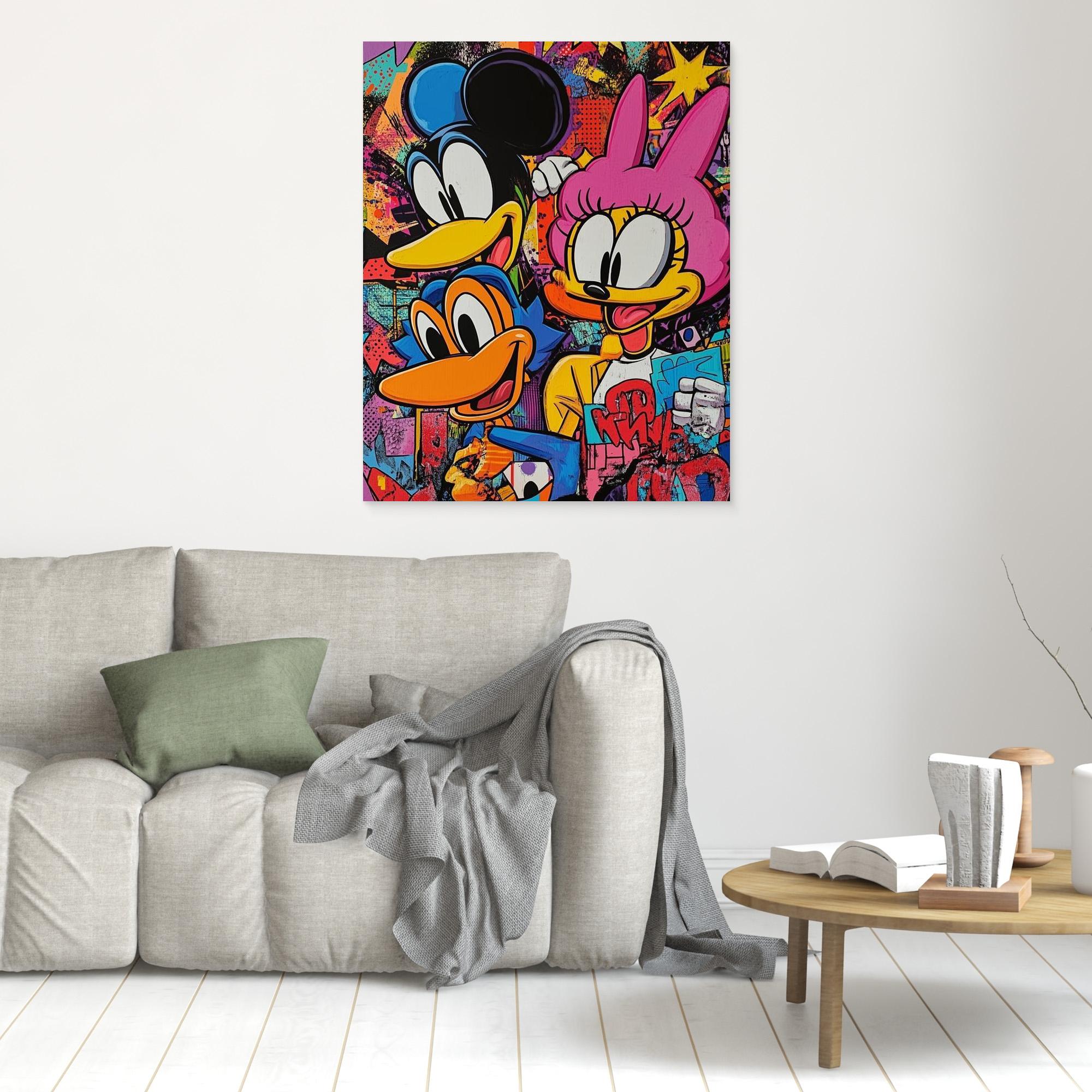 Modern Graffiti Cartoon Canvas Art | Urban Pop Wall Decor - Framed Pop Art
