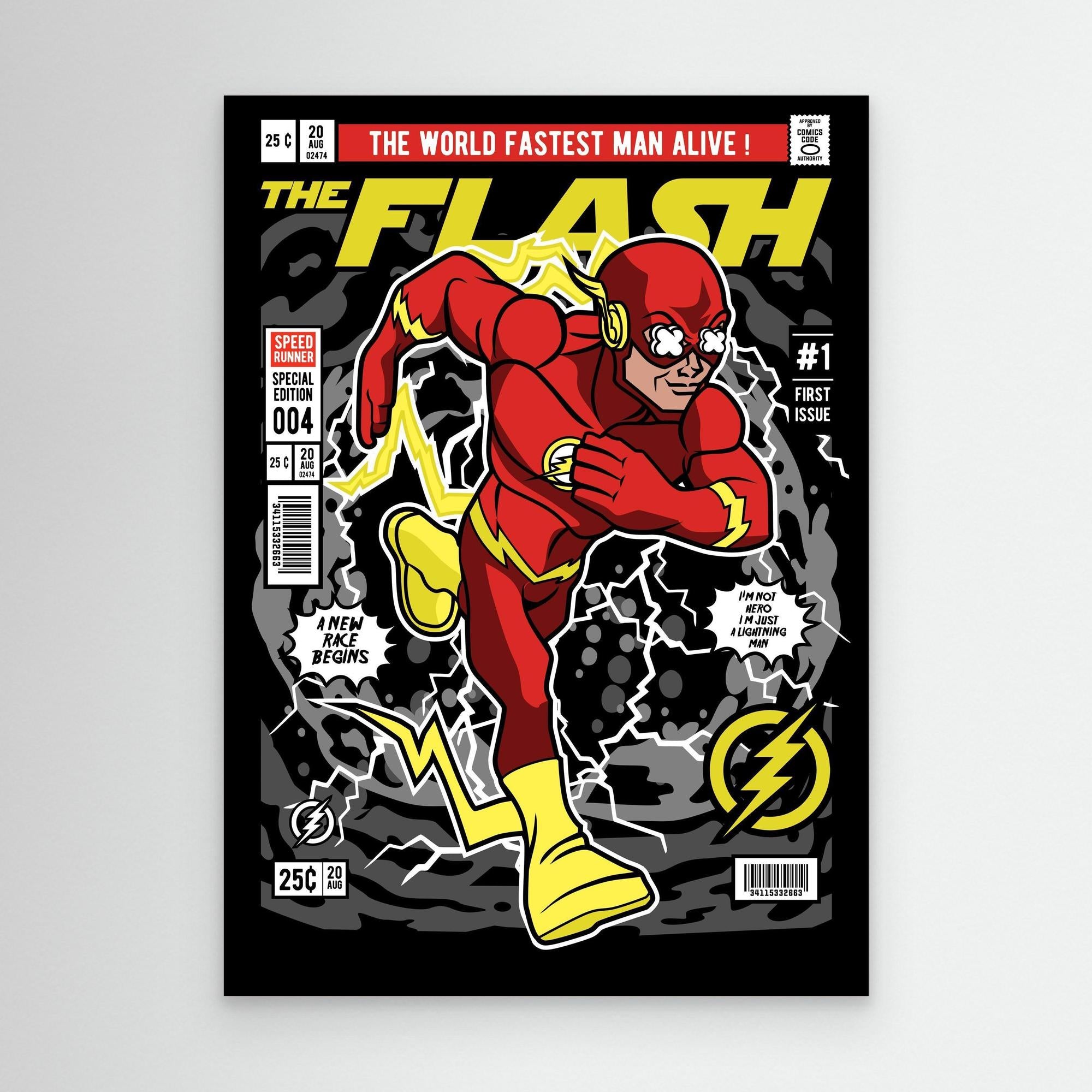 Flash-Inspired Comic Wall Art Print for Gaming Rooms - Framed Pop Art
