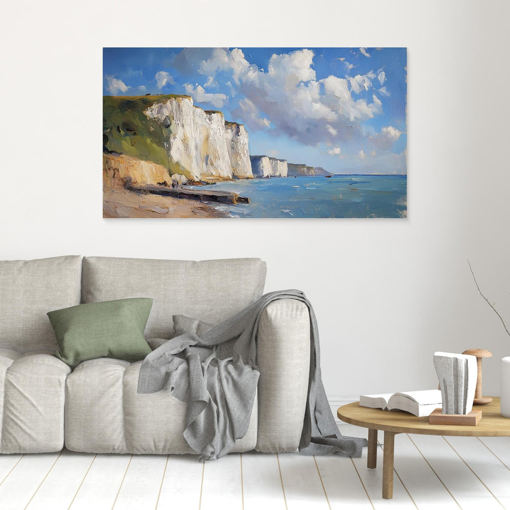 Dover Harbour & White Cliffs Coastal Canvas Wall Art Print