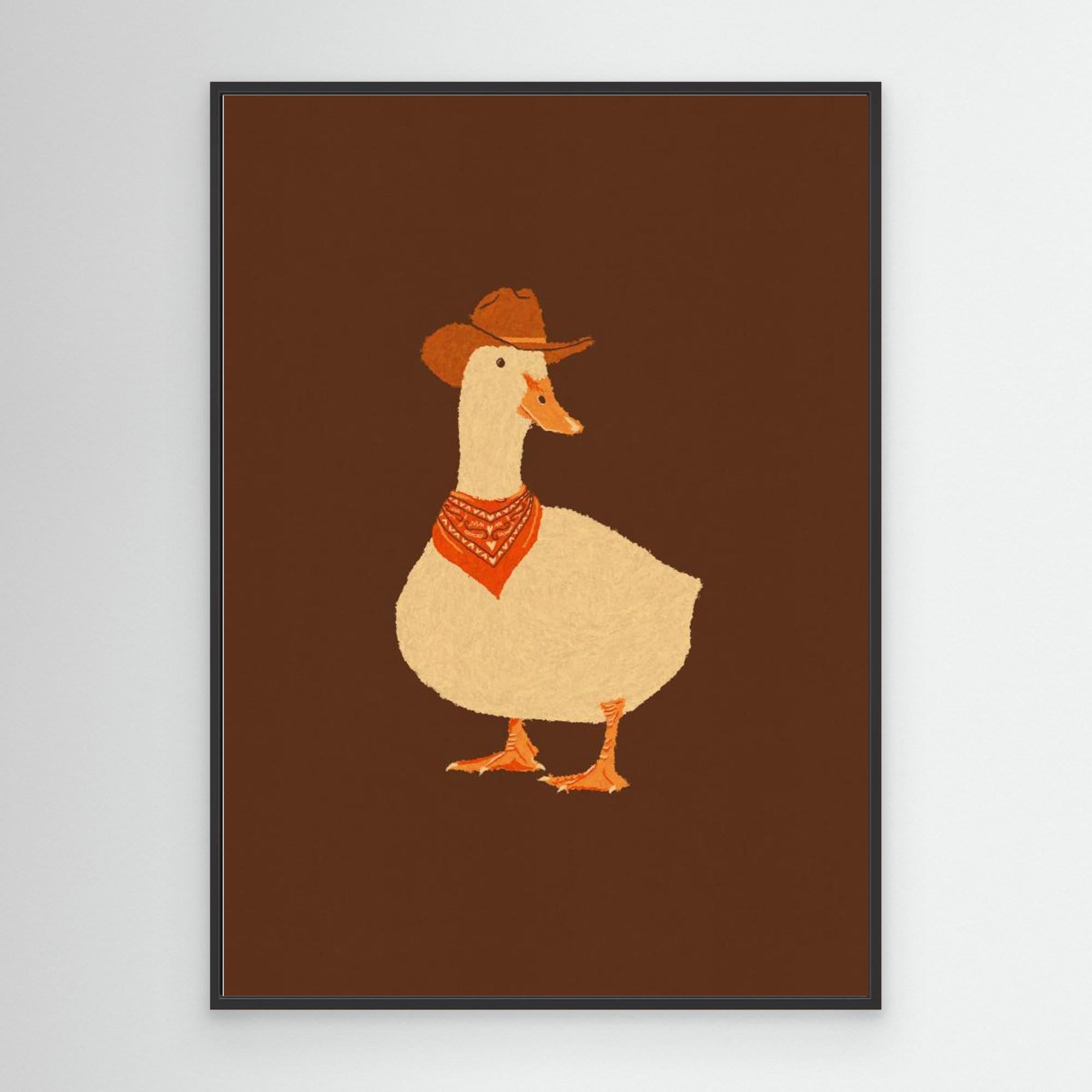 Cowboy Duck Art Print | Fun Nursery & Kid's Room Decor - Framed Pop Art