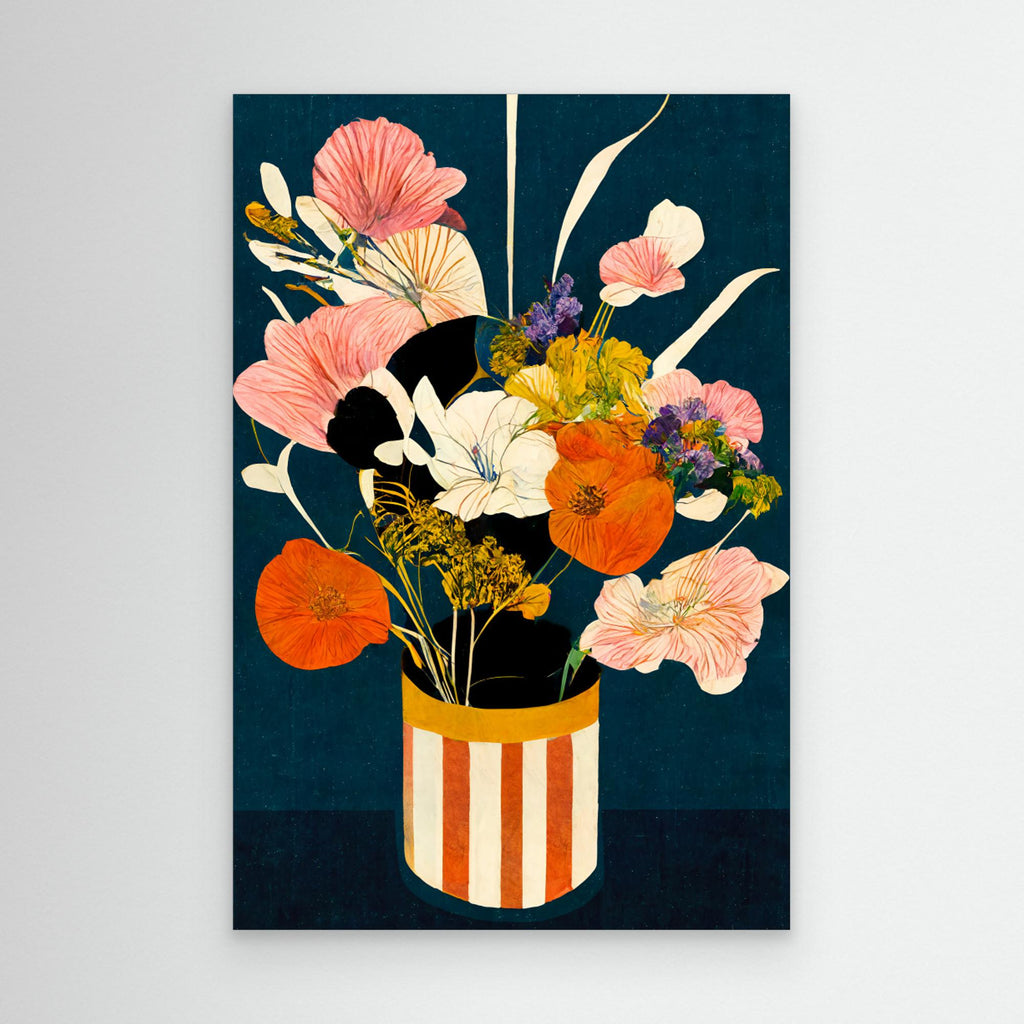 Dark Floral Bouquet Canvas Print | Modern Boho Living Room Art - Framed Pop Art