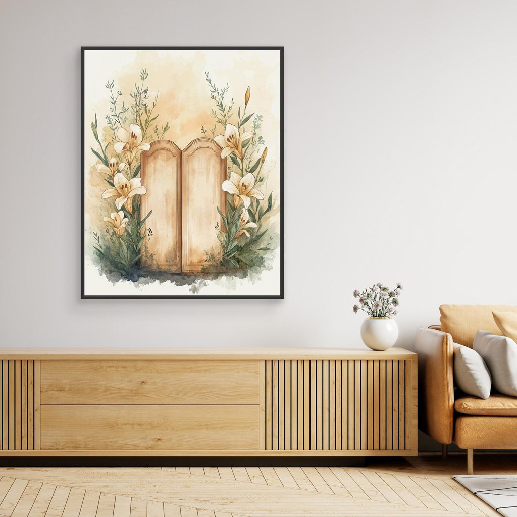 Vintage Lily & Arched Doorway Canvas Wall Art | UK Made - Framed Pop Art