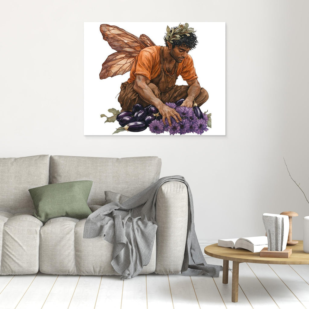 Male Fairy Gardener Art Print | Autumn Harvest Wall Art - Framed Pop Art