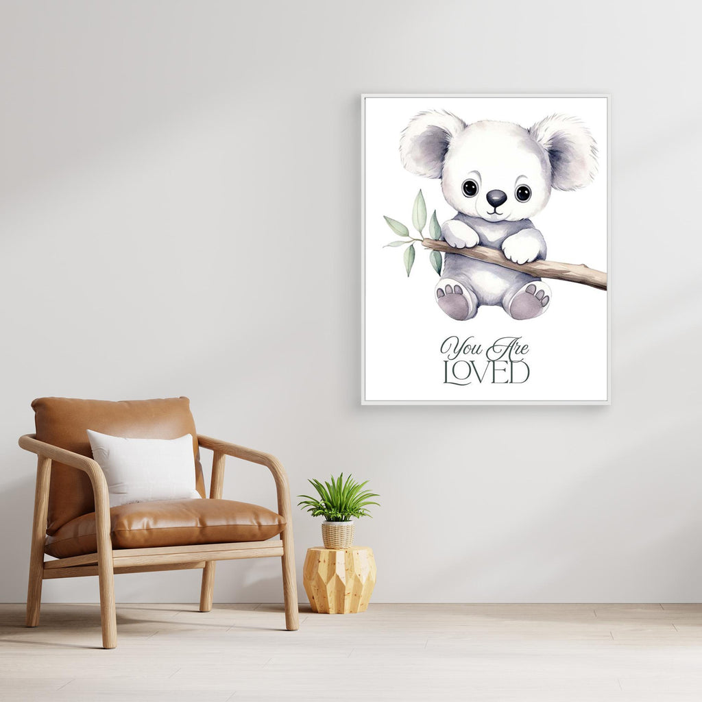 You Are Loved Koala Nursery Wall Art Canvas Decor - Framed Pop Art