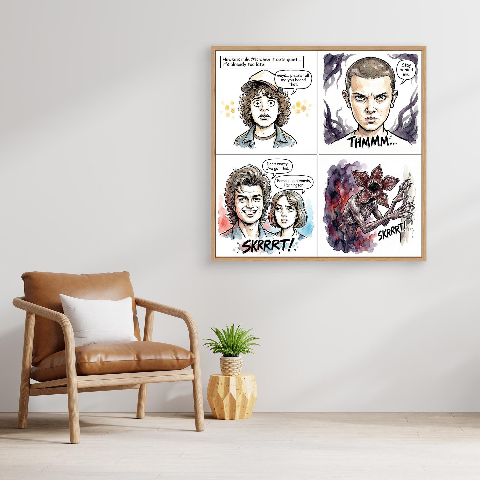 Stranger Things Fan Art Canvas | Hawkins Comic Print