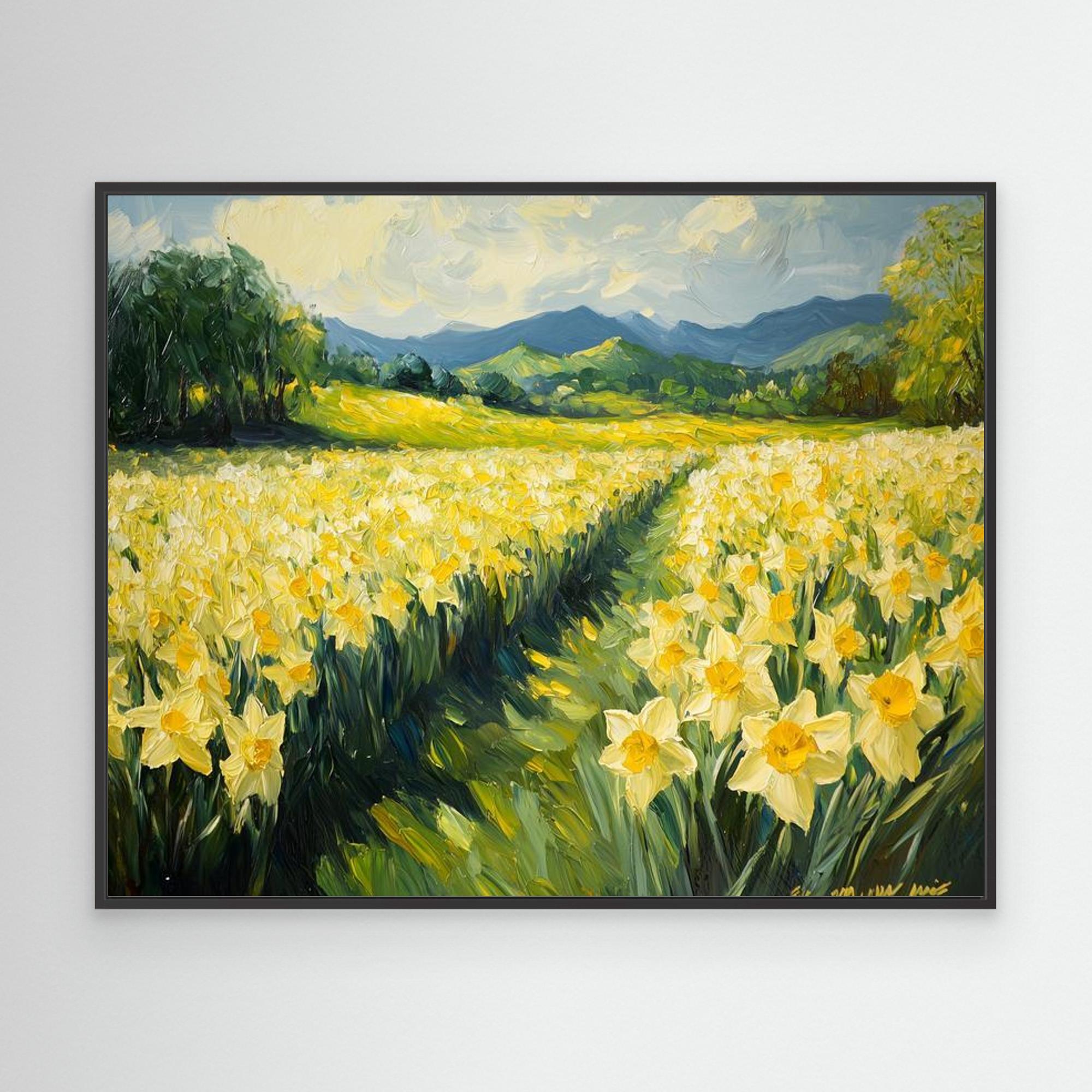Daffodil Field Canvas Wall Art for Living Room Decor
