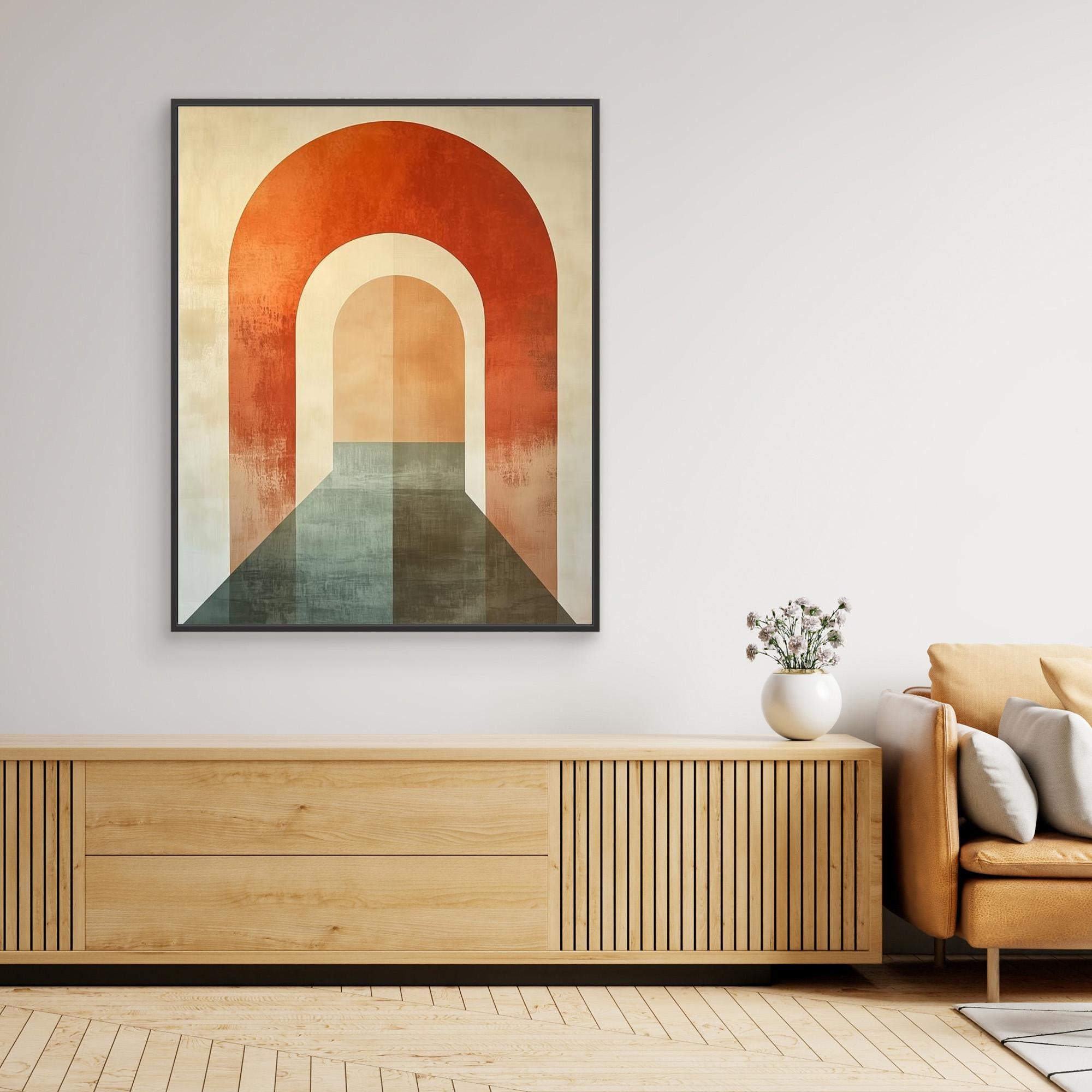 Mid-Century Arch Abstract Canvas Wall Art - Framed Pop Art