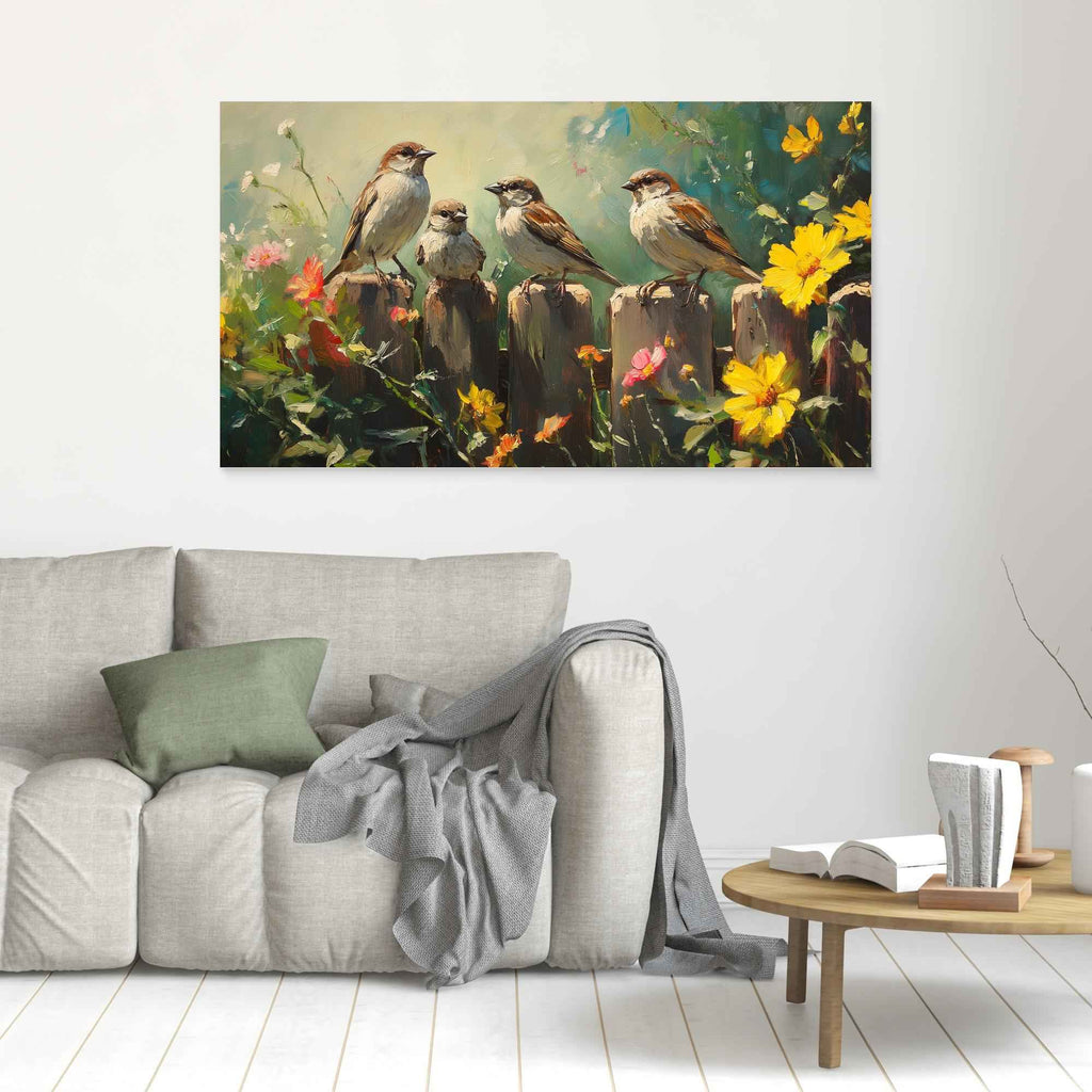 Sparrows on Fence Garden Art | Country Kitchen Wall Decor