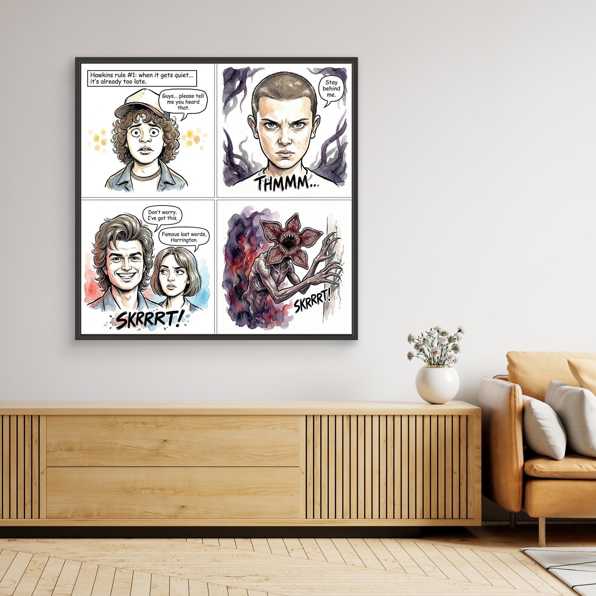 Stranger Things Fan Art Canvas | Hawkins Comic Print