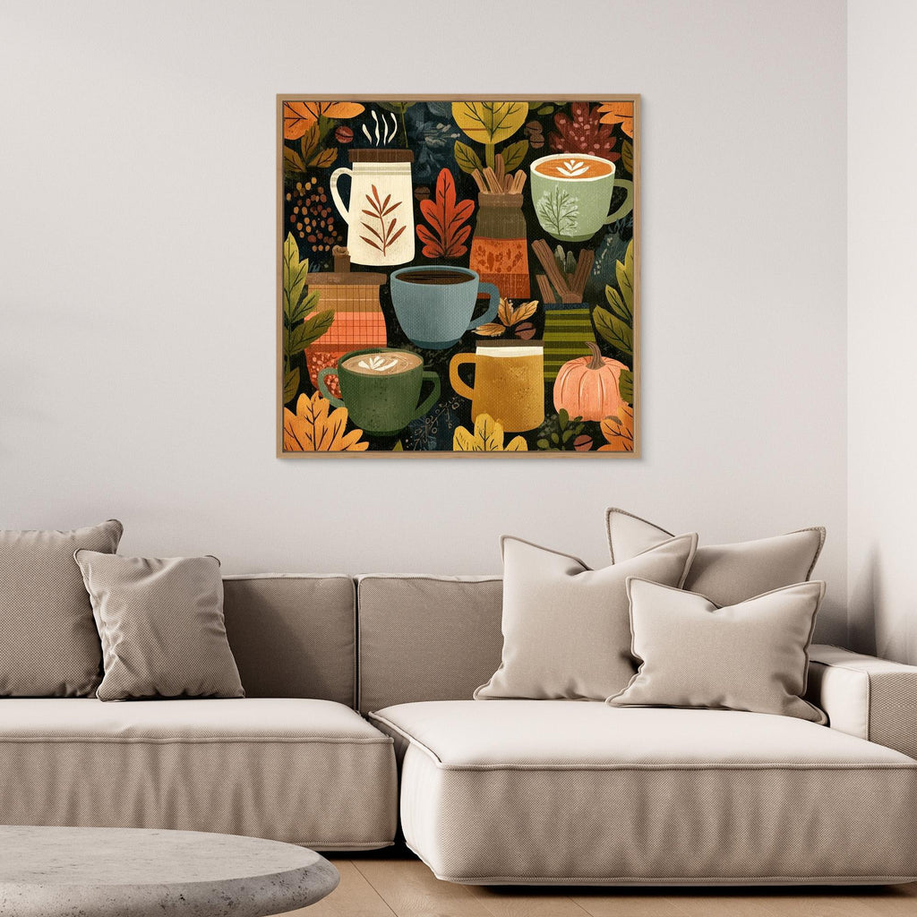 Autumn Coffee Mugs Wall Art | Cosy Kitchen & Nursery Decor