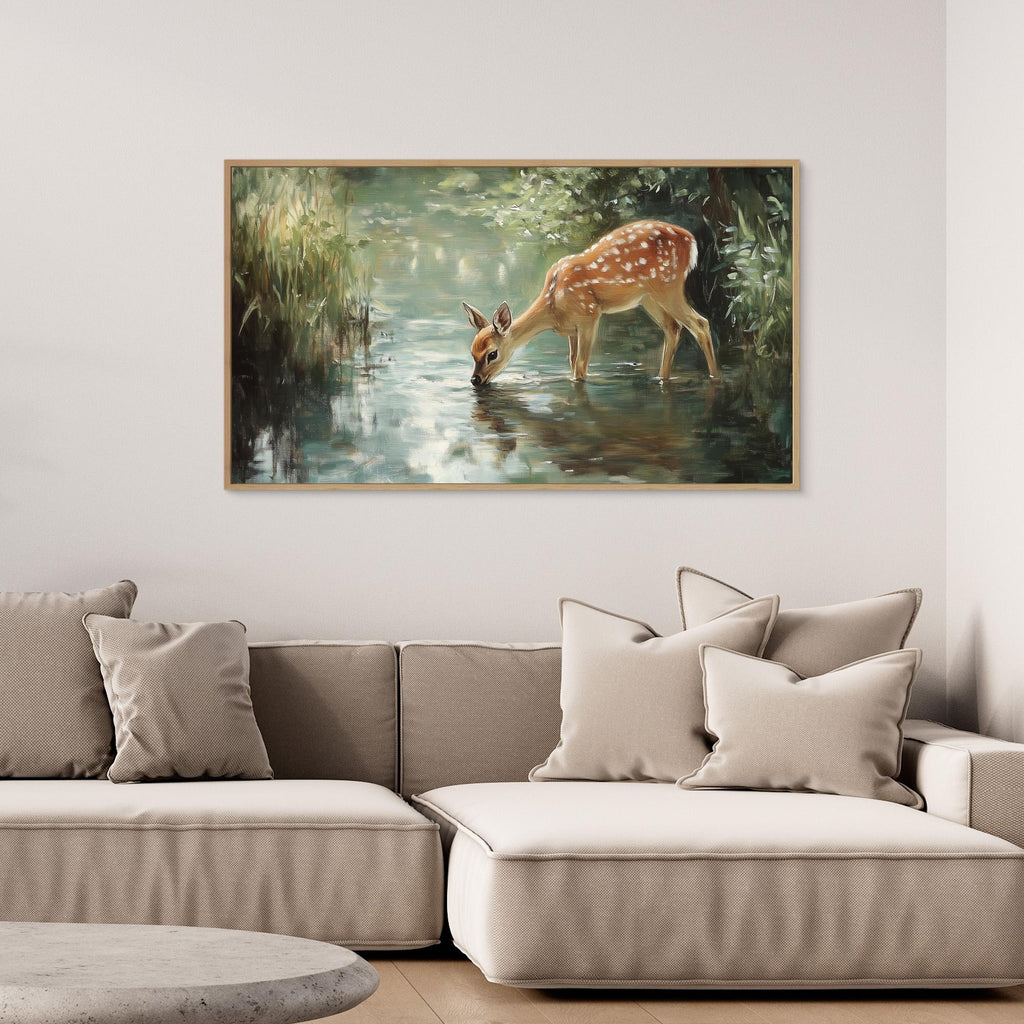 Large Framed Wall Art – Woodland Deer Canvas - Framed Pop Art