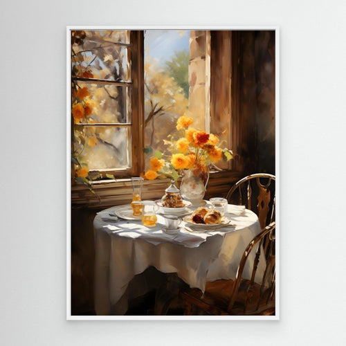 Autumn Sun Morning Table Still Life Art – Country Decor - Framed Pop Art
