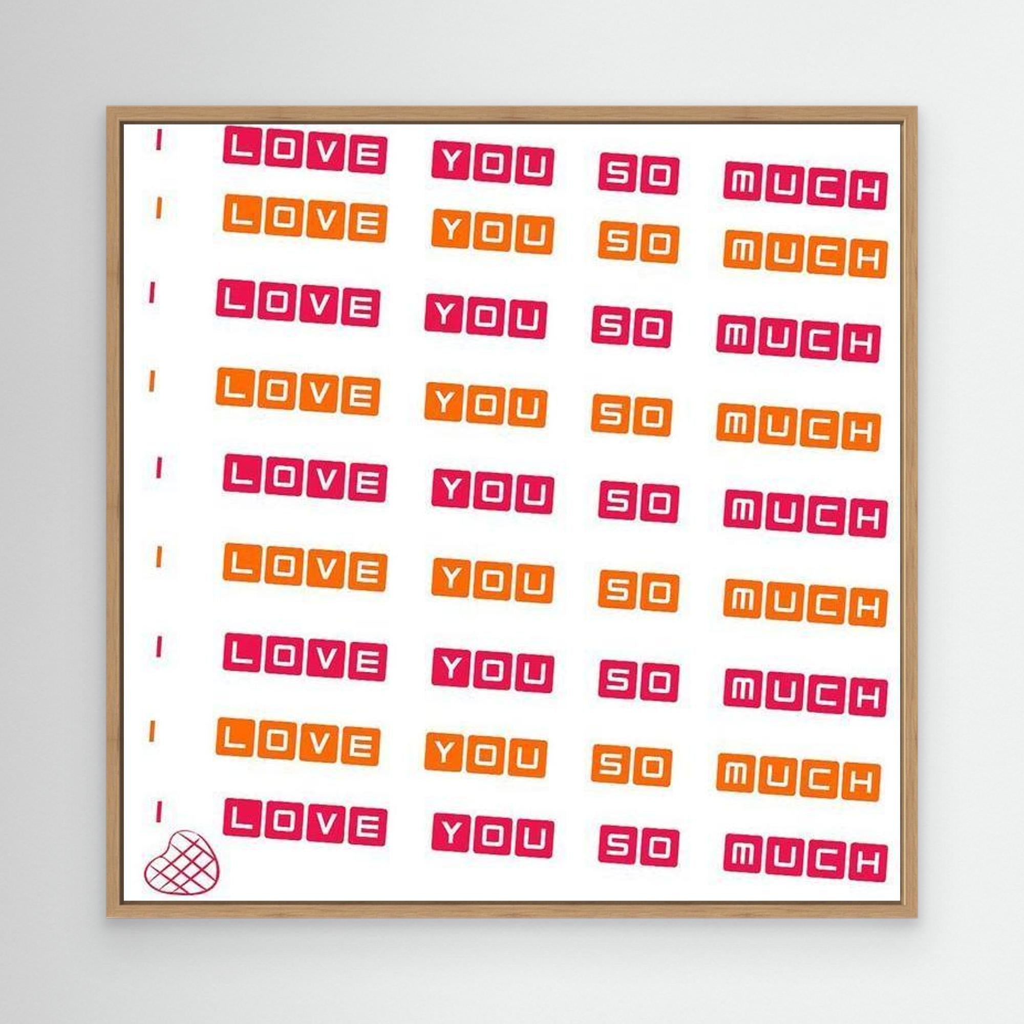 I Love You So Much Wall Art | Retro Pink & Orange Canvas - Framed Pop Art