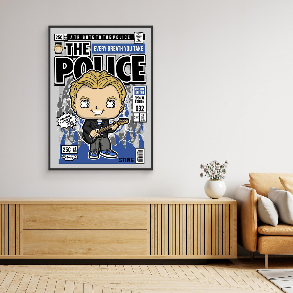 Police Tribute Wall Art Print for Music Rooms & Studios - Framed Pop Art