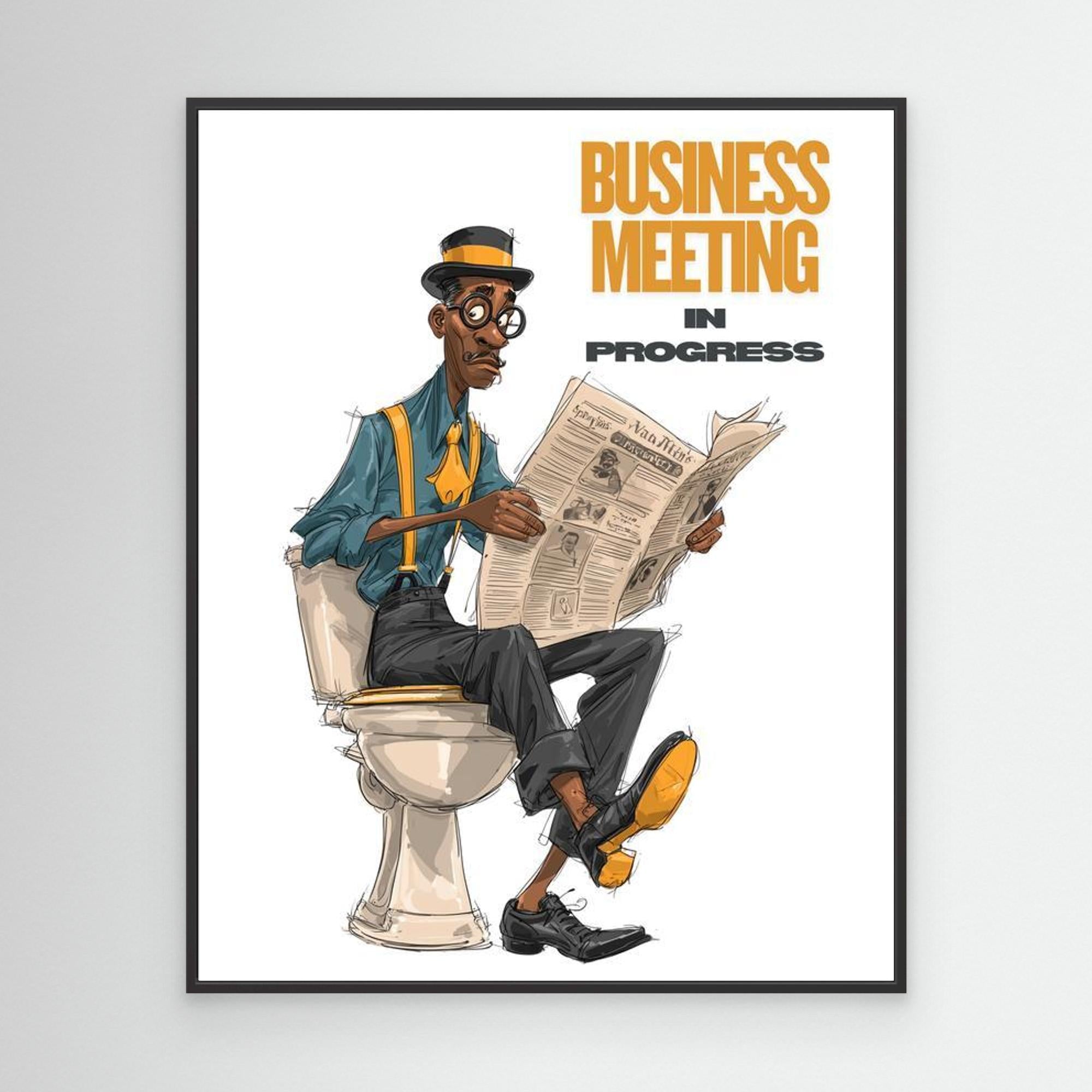 Business Meeting In Progress | Funny Bathroom Wall Art